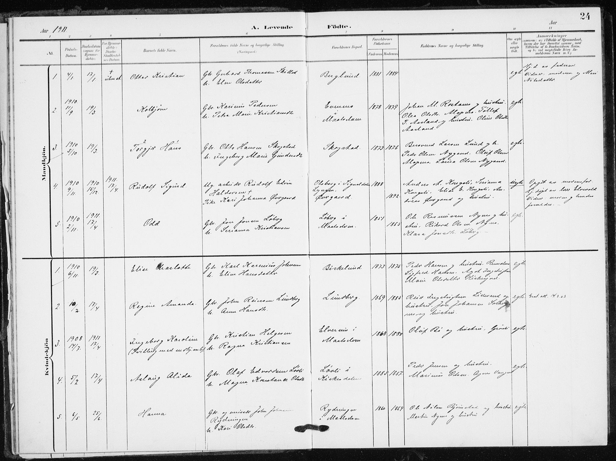 Målselv sokneprestembete, SATØ/S-1311/G/Ga/Gaa/L0012kirke: Parish register (official) no. 12, 1903-1920, p. 24