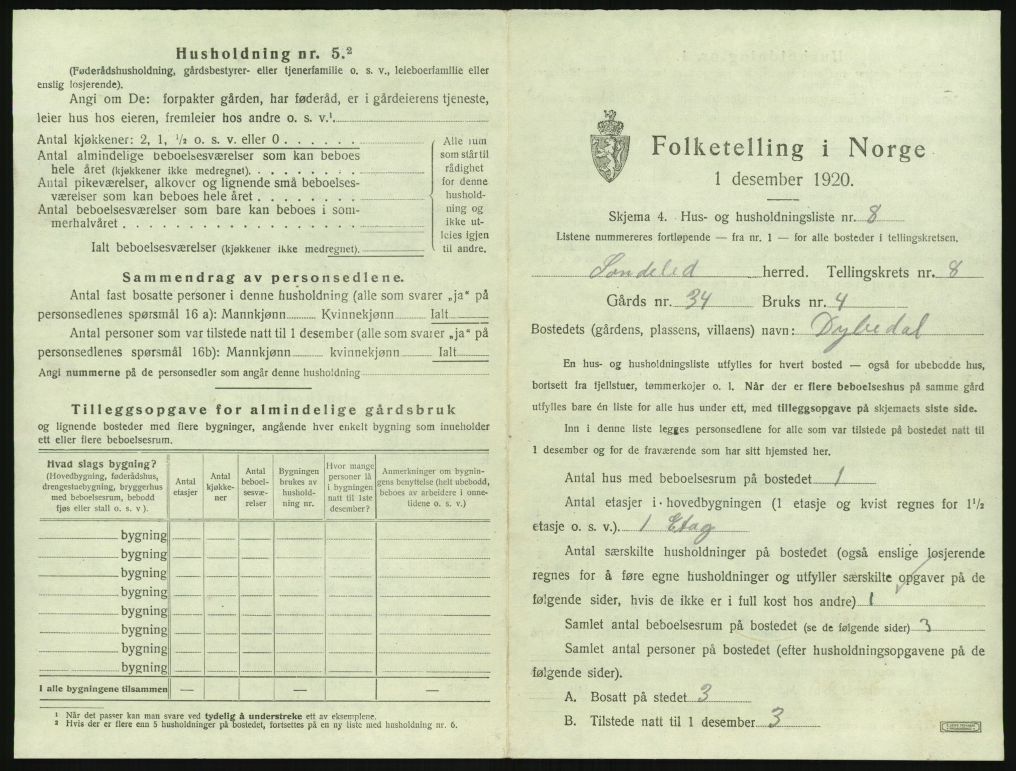 SAK, 1920 census for Søndeled, 1920, p. 717