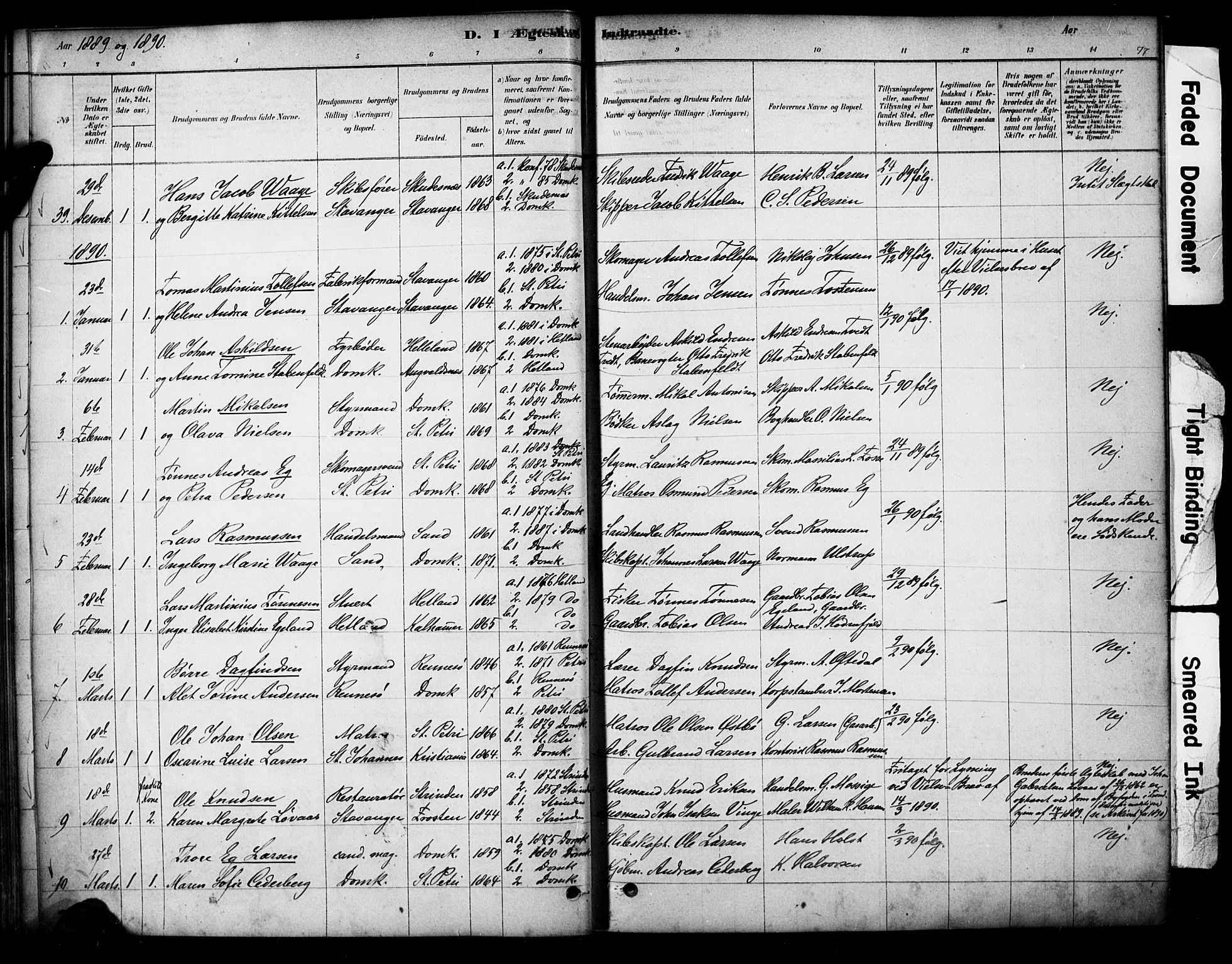 Domkirken sokneprestkontor, SAST/A-101812/001/30/30BA/L0029: Parish register (official) no. A 28, 1878-1904, p. 77