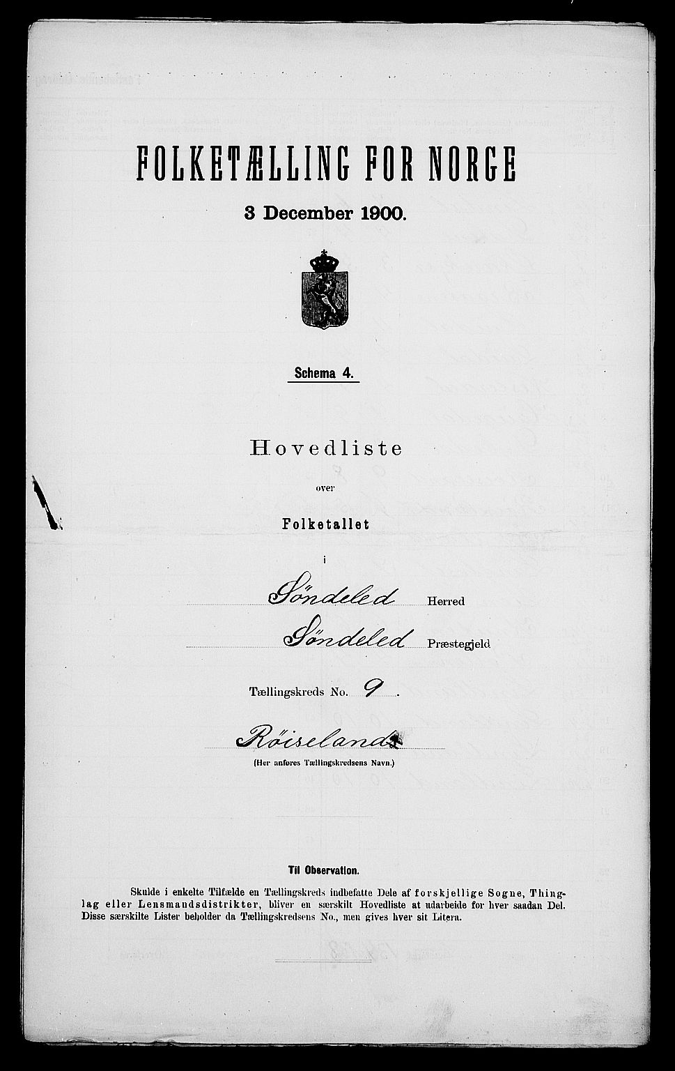 SAK, 1900 census for Søndeled, 1900, p. 50