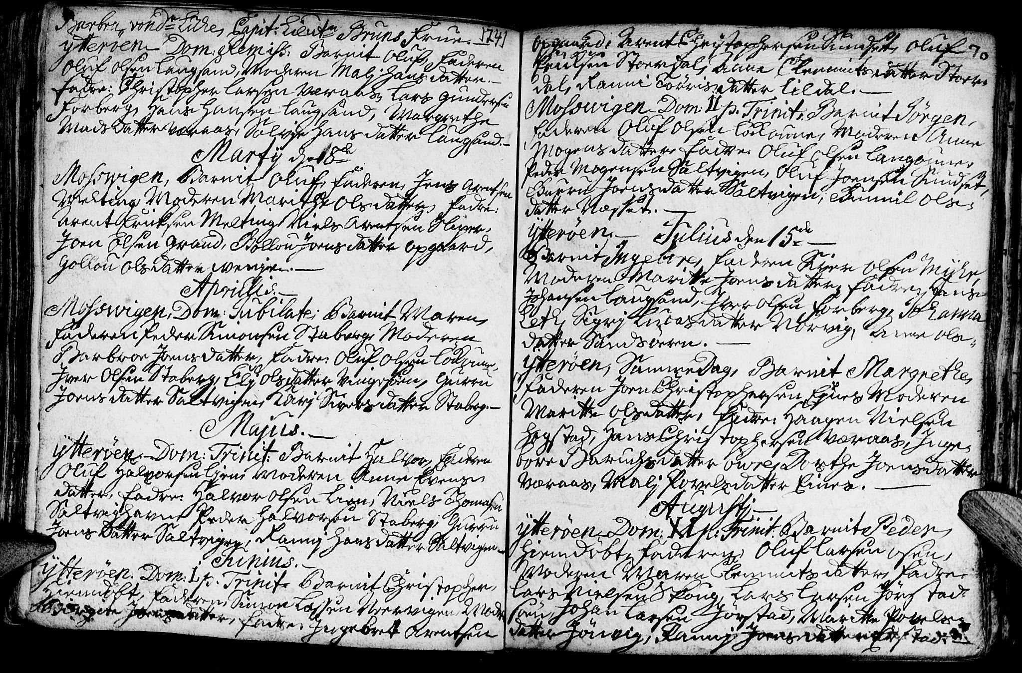 Ministerialprotokoller, klokkerbøker og fødselsregistre - Nord-Trøndelag, SAT/A-1458/722/L0215: Parish register (official) no. 722A02, 1718-1755, p. 70