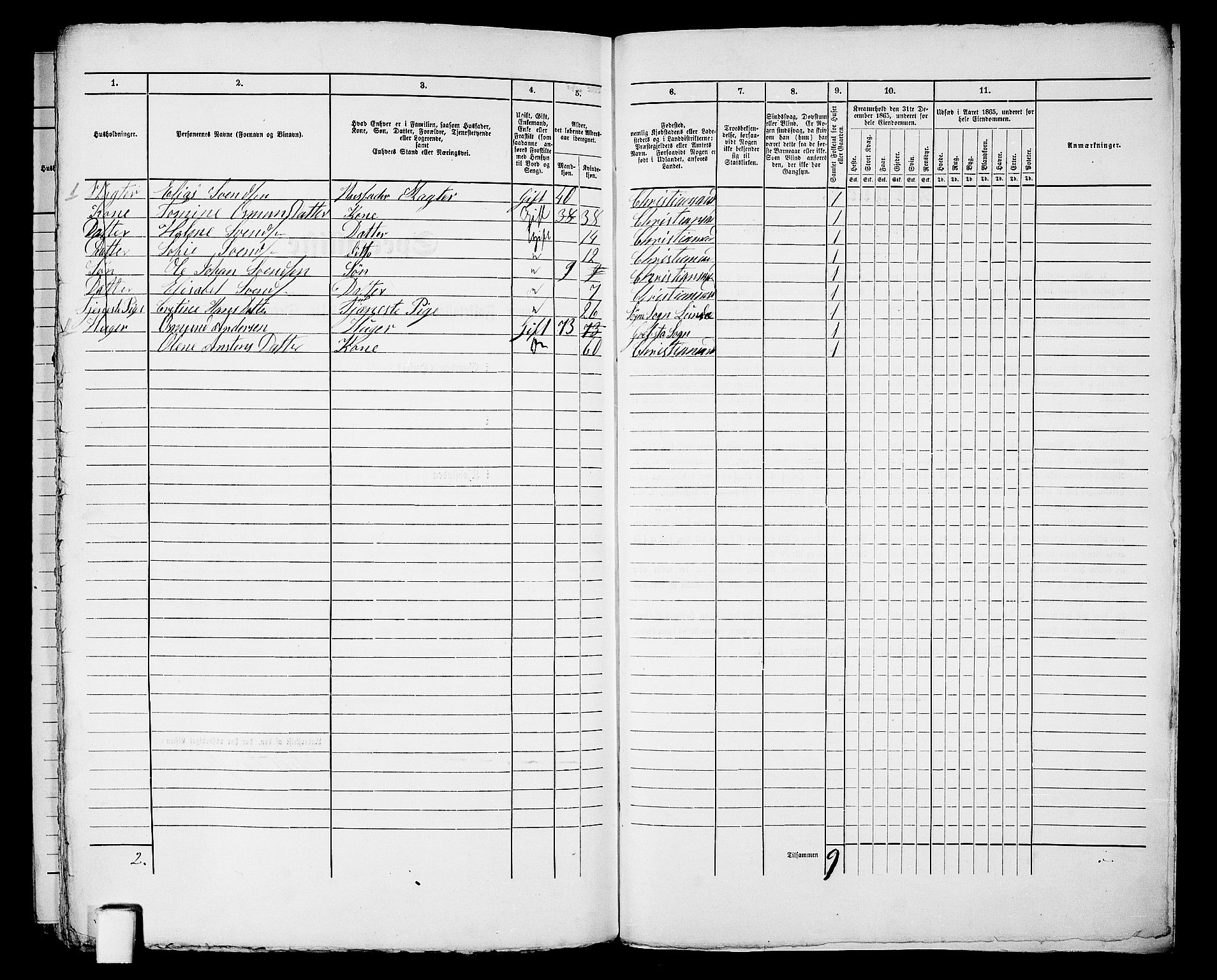 RA, 1865 census for Kristiansand, 1865, p. 517