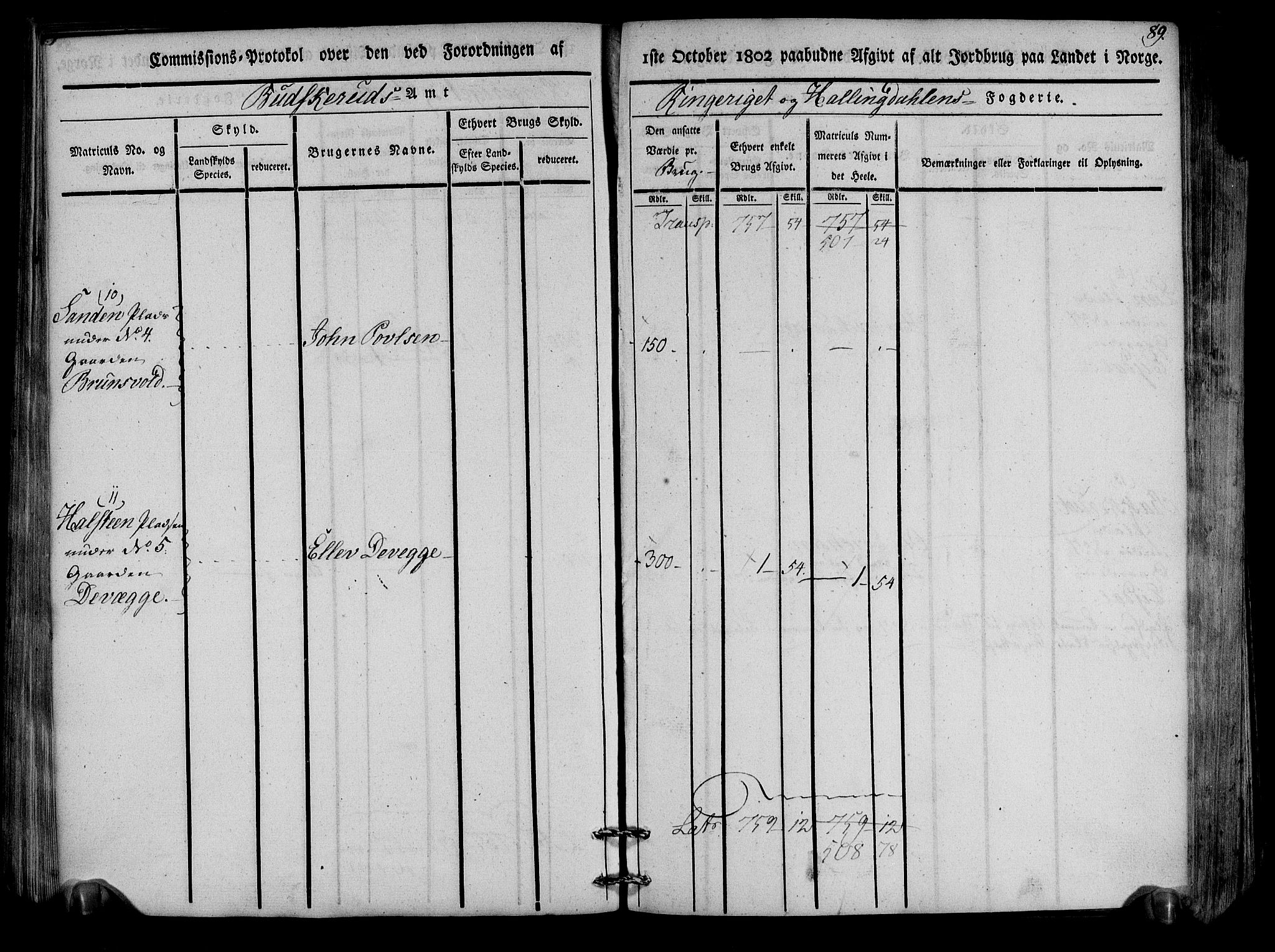 Rentekammeret inntil 1814, Realistisk ordnet avdeling, AV/RA-EA-4070/N/Ne/Nea/L0047: Ringerike og Hallingdal fogderi. Kommisjonsprotokoll for Nes prestegjeld, 1803, p. 92
