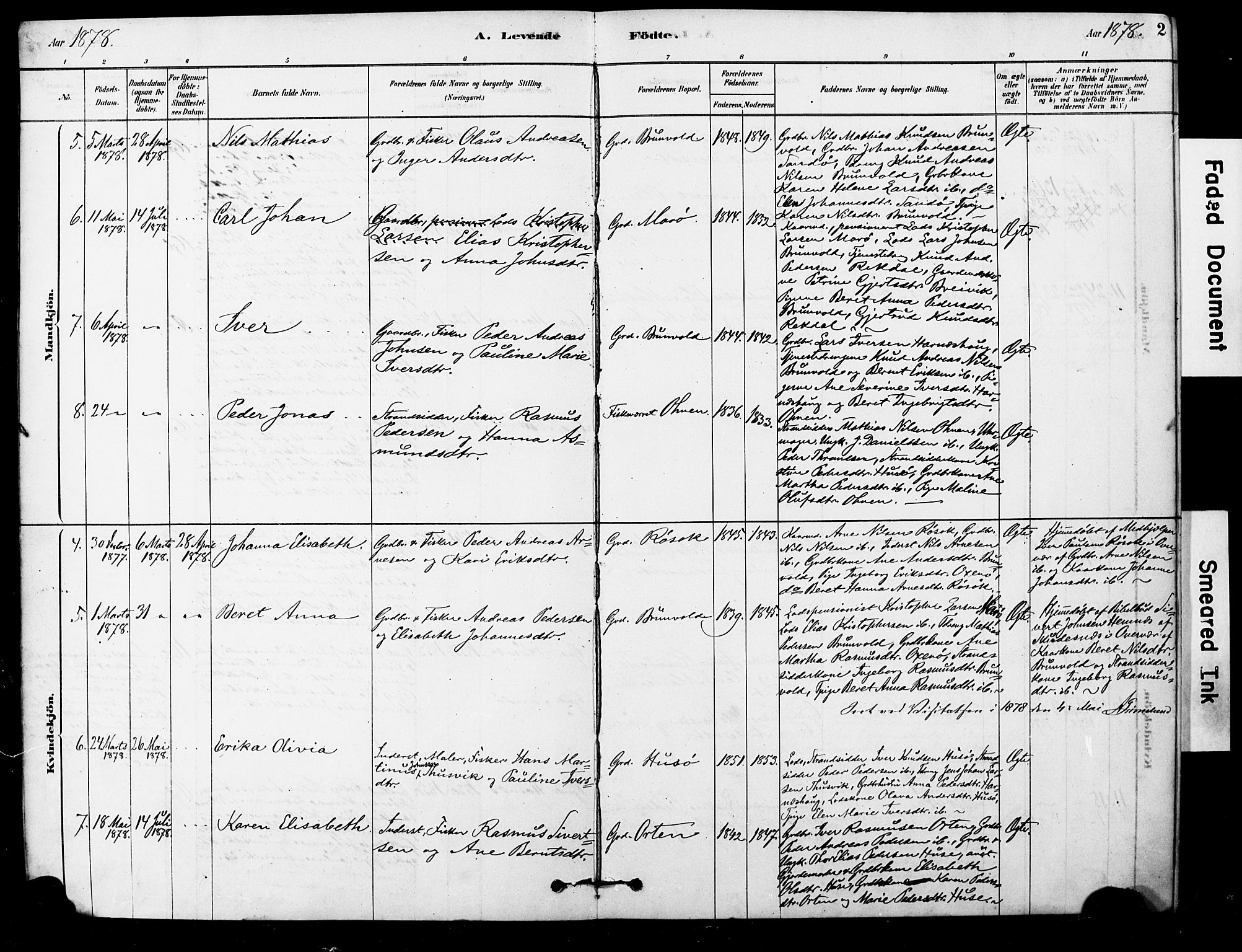 Ministerialprotokoller, klokkerbøker og fødselsregistre - Møre og Romsdal, AV/SAT-A-1454/561/L0729: Parish register (official) no. 561A03, 1878-1900, p. 2