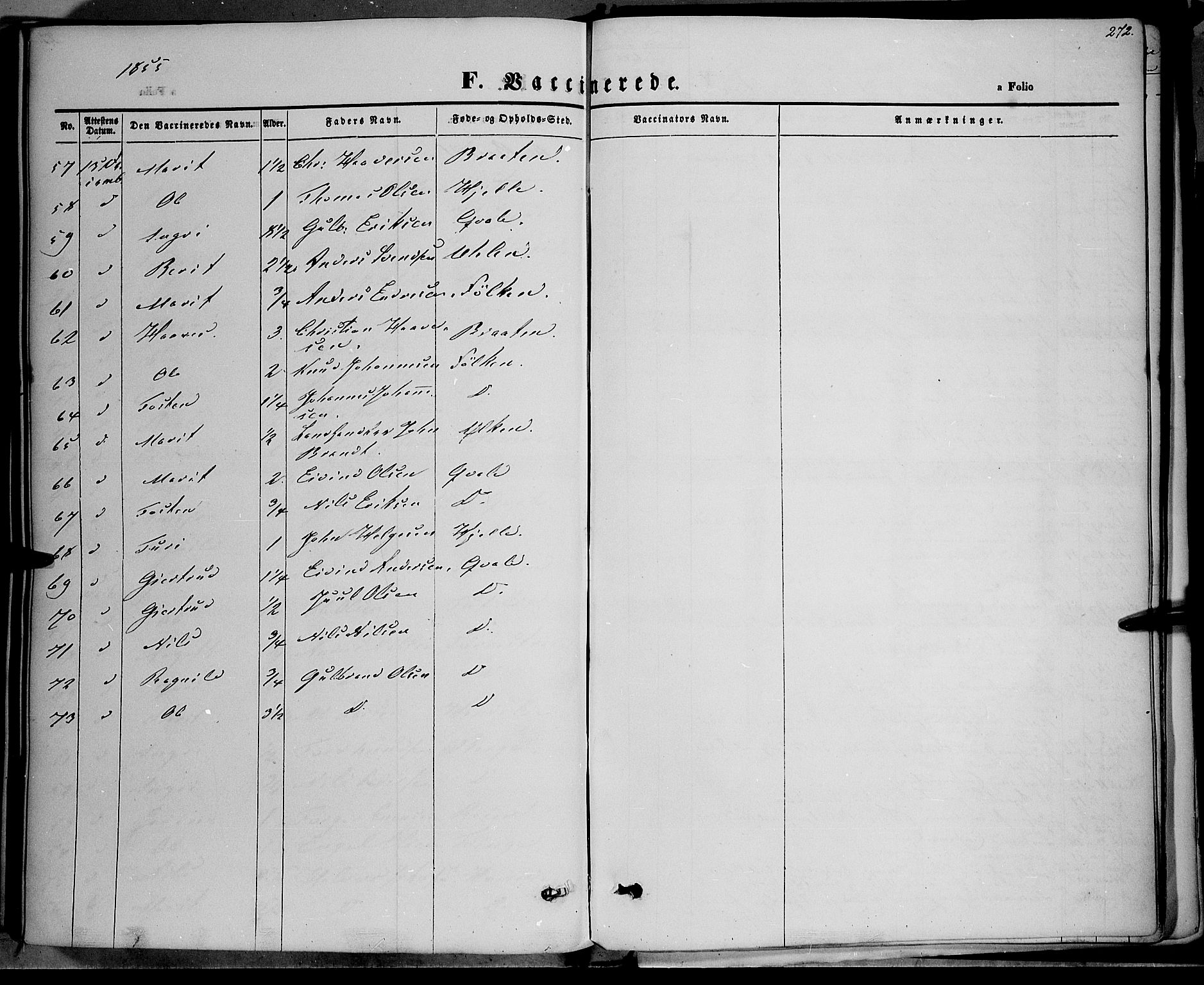 Vestre Slidre prestekontor, SAH/PREST-136/H/Ha/Haa/L0001: Parish register (official) no. 1, 1844-1855, p. 272