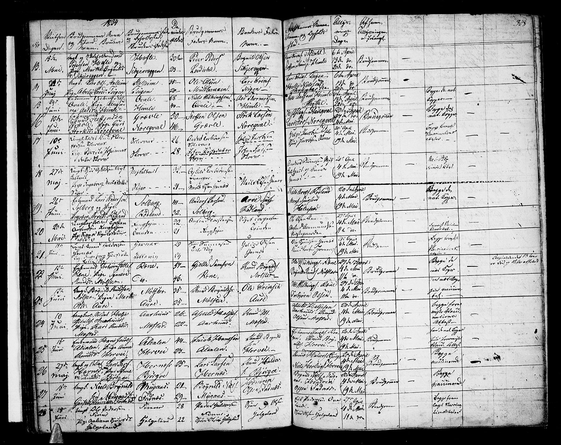 Voss sokneprestembete, SAB/A-79001/H/Haa: Parish register (official) no. A 12, 1823-1837, p. 308