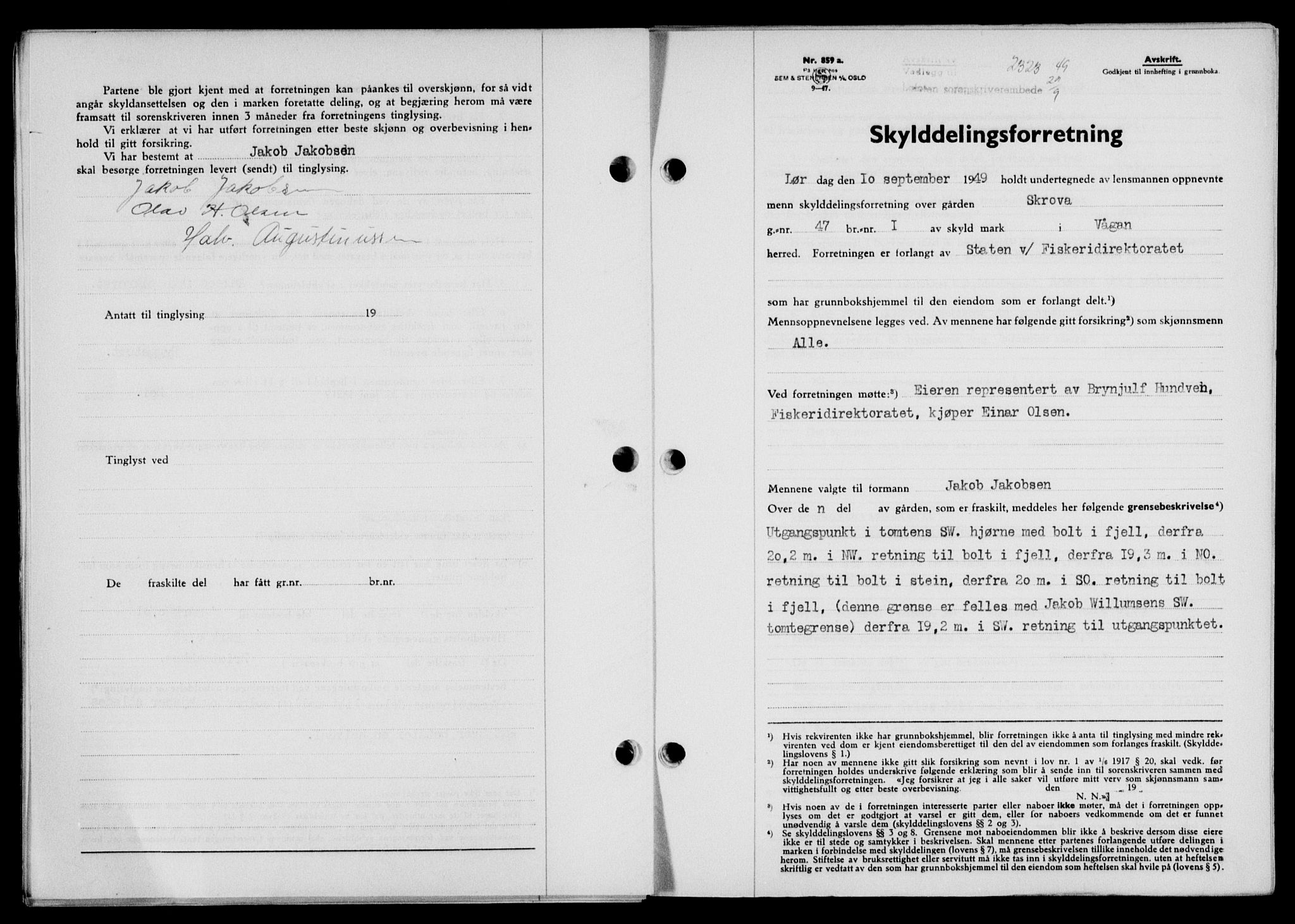 Lofoten sorenskriveri, SAT/A-0017/1/2/2C/L0021a: Mortgage book no. 21a, 1949-1949, Diary no: : 2323/1949