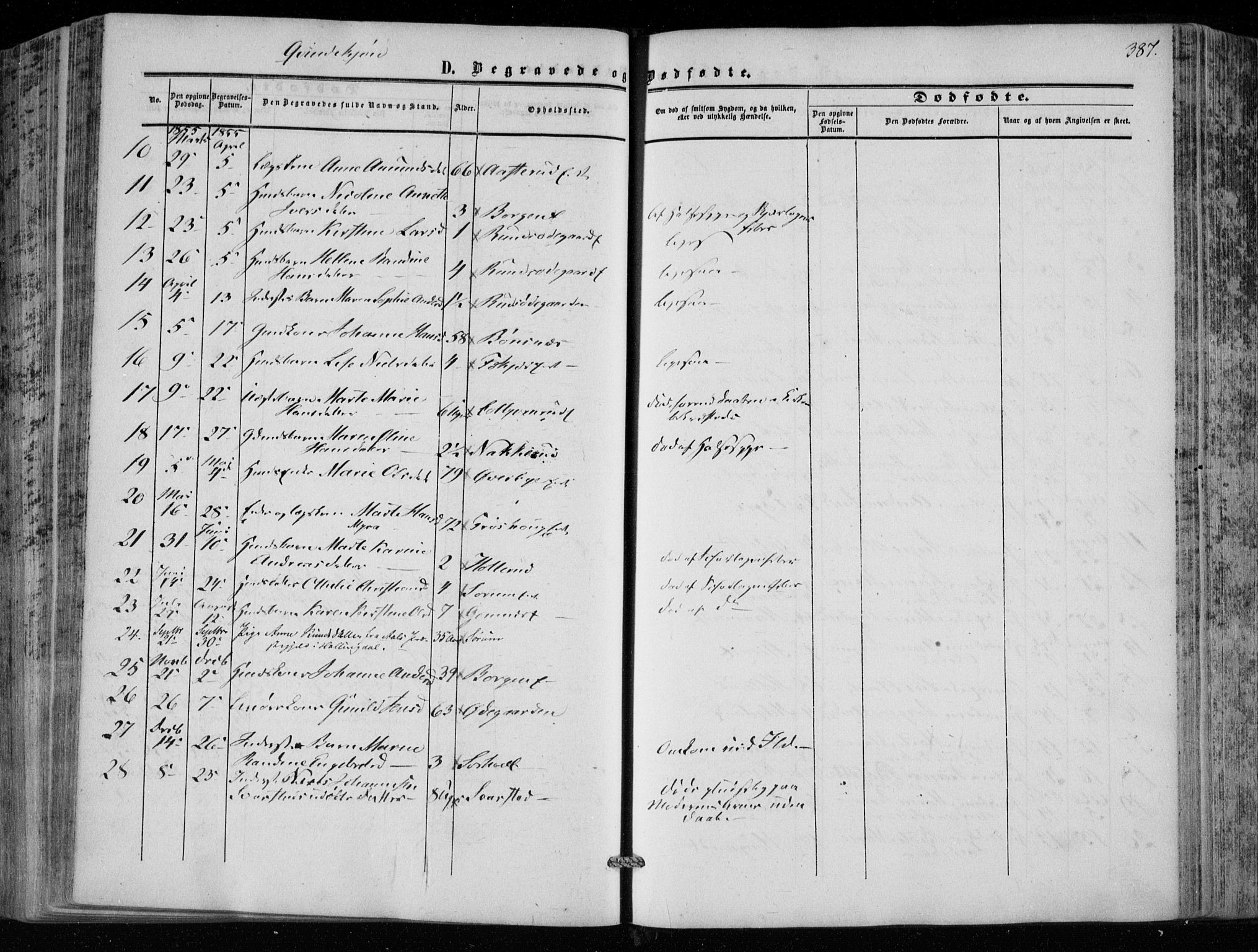 Hole kirkebøker, SAKO/A-228/F/Fa/L0006: Parish register (official) no. I 6, 1852-1872, p. 387