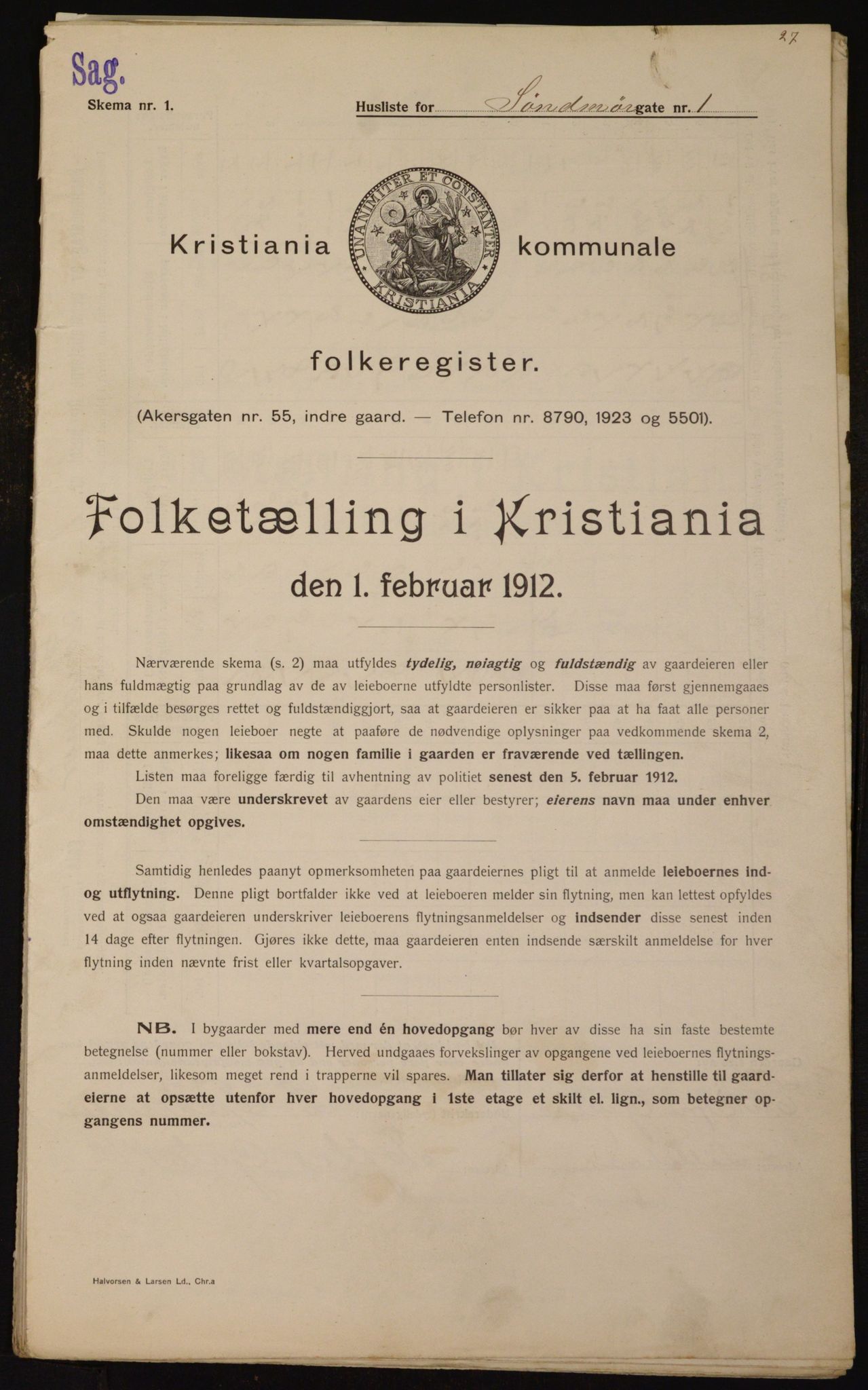 OBA, Municipal Census 1912 for Kristiania, 1912, p. 104680