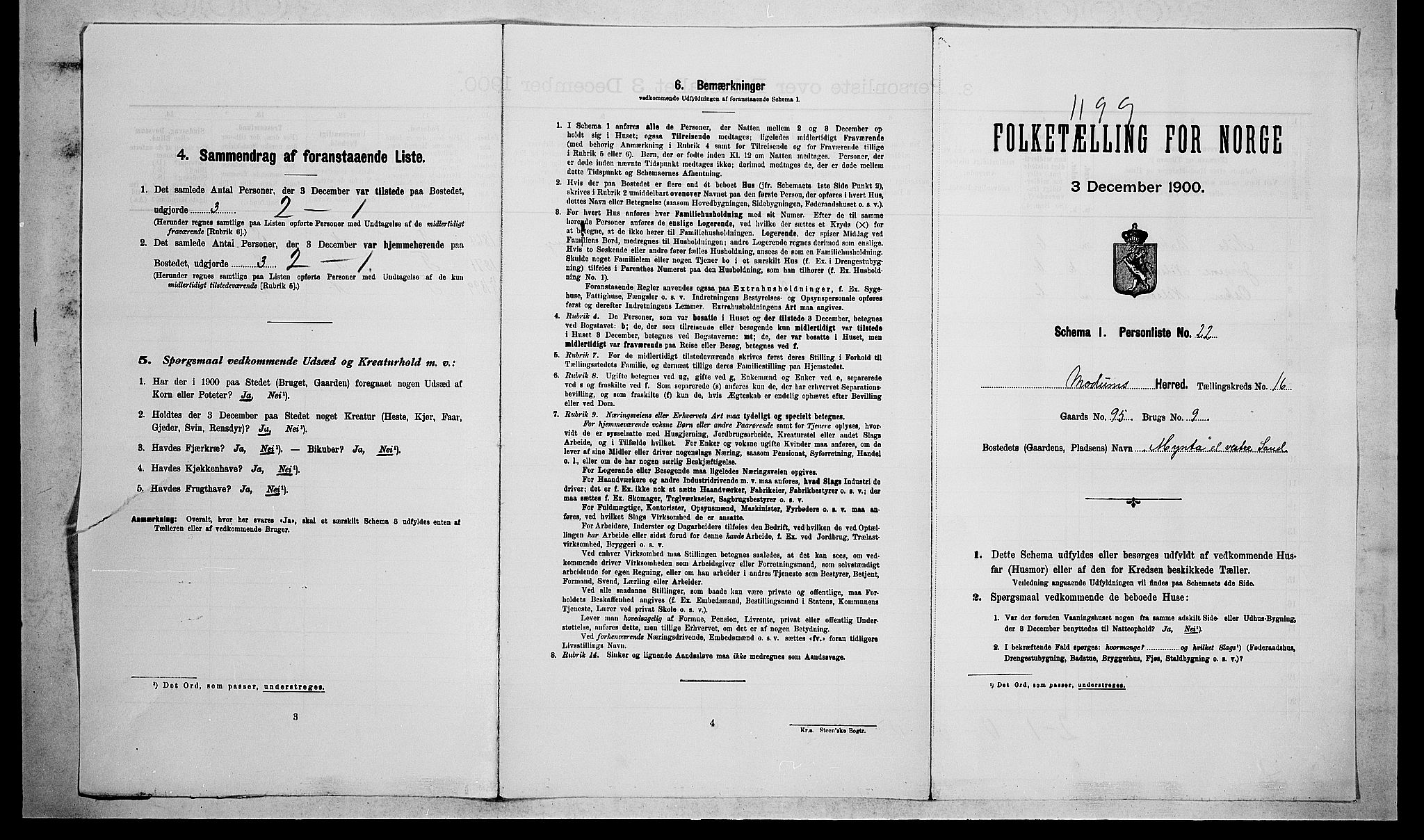 RA, 1900 census for Modum, 1900, p. 1991