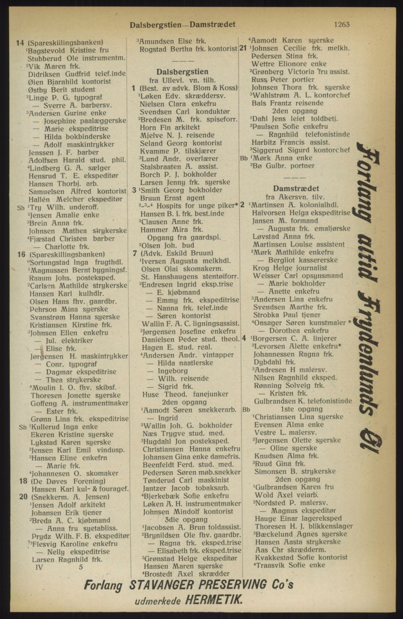 Kristiania/Oslo adressebok, PUBL/-, 1914, p. 1263