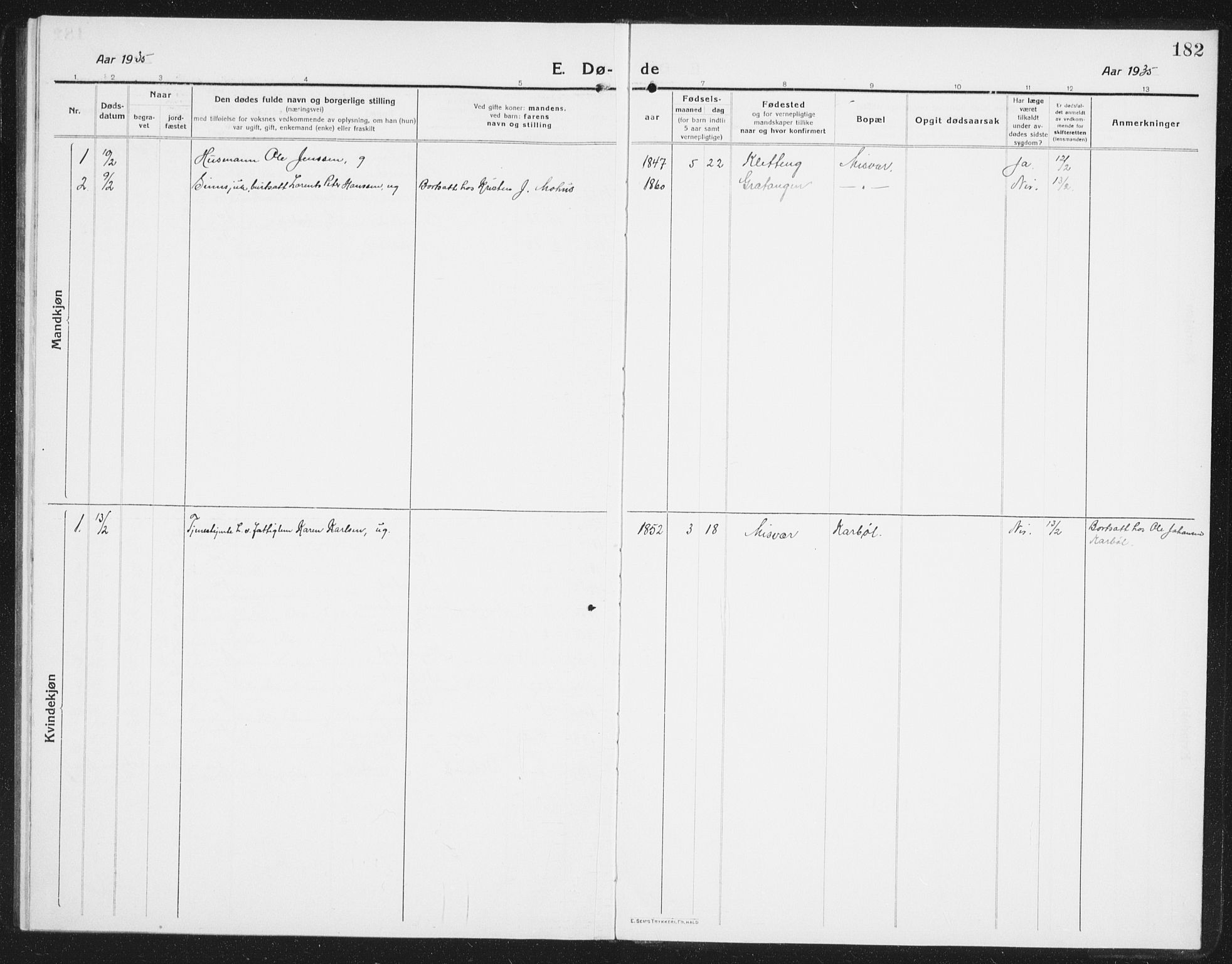 Ministerialprotokoller, klokkerbøker og fødselsregistre - Nordland, AV/SAT-A-1459/852/L0757: Parish register (copy) no. 852C08, 1916-1934, p. 182