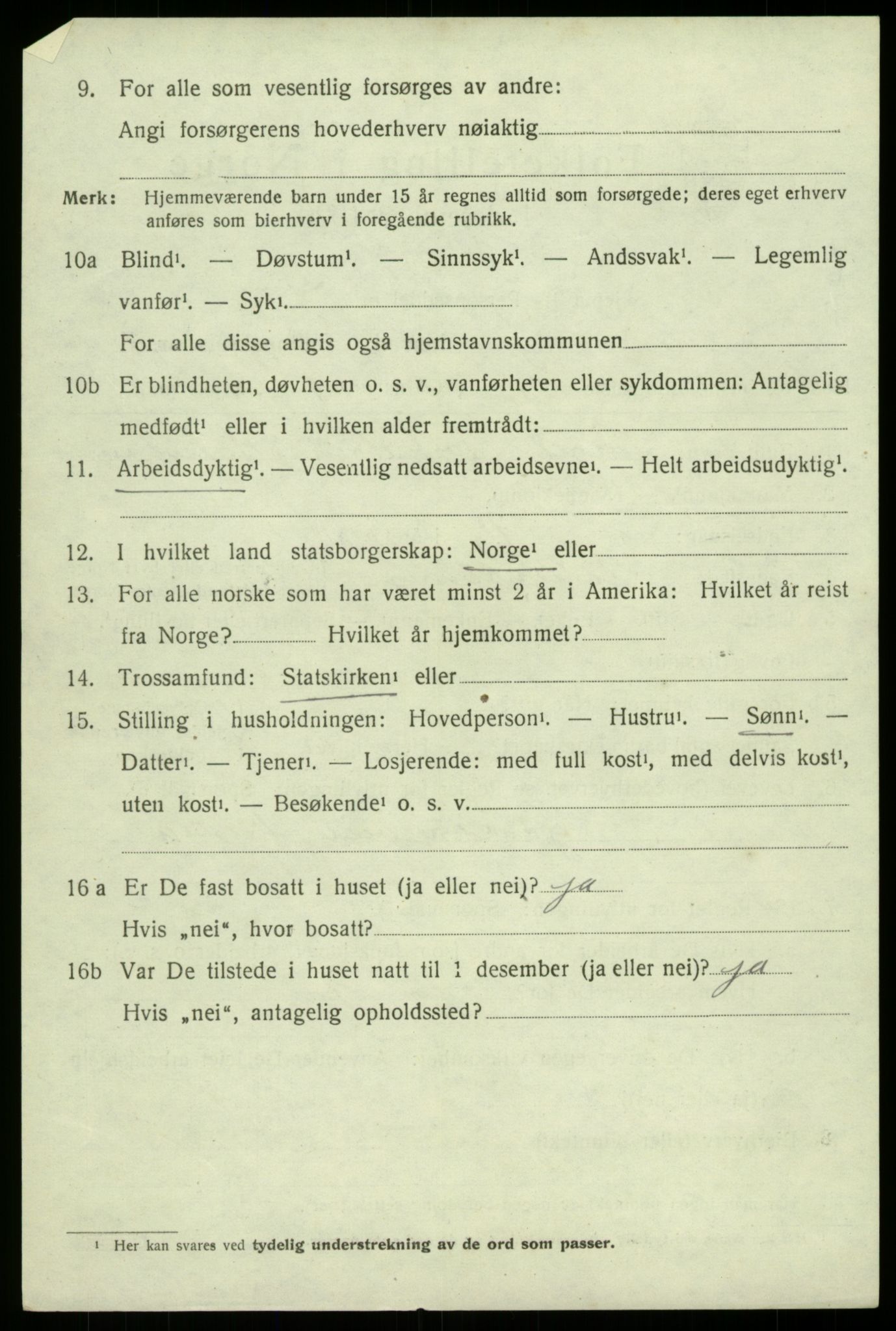 SAB, 1920 census for Ullensvang, 1920, p. 2355