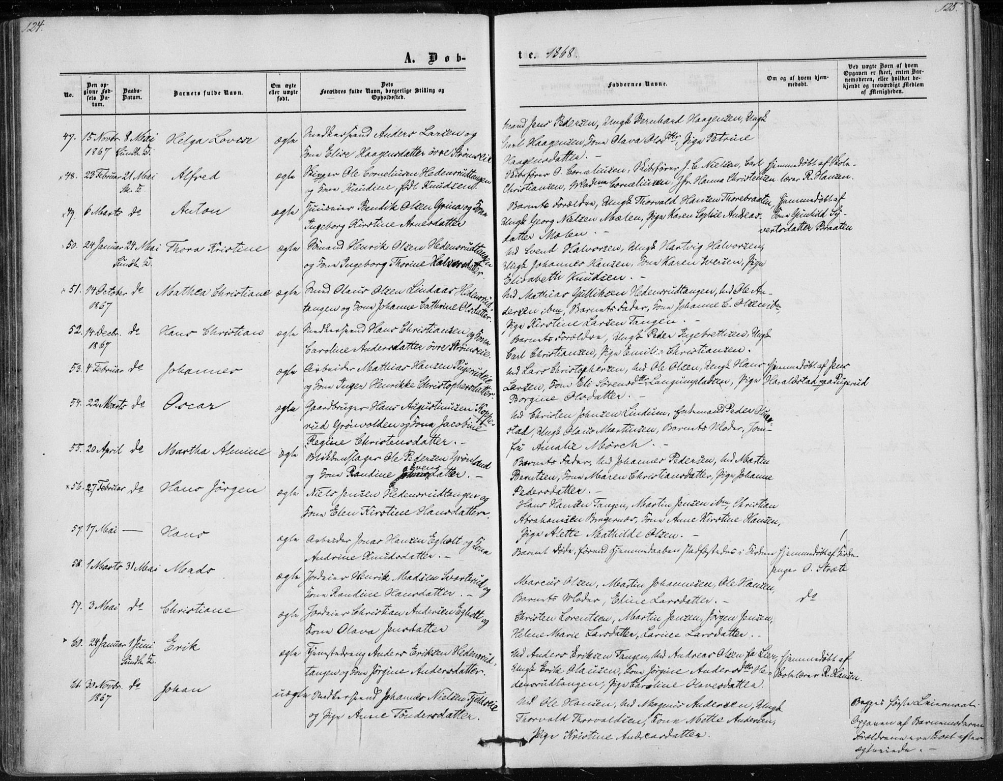 Skoger kirkebøker, AV/SAKO-A-59/F/Fa/L0004: Parish register (official) no. I 4, 1862-1872, p. 124-125