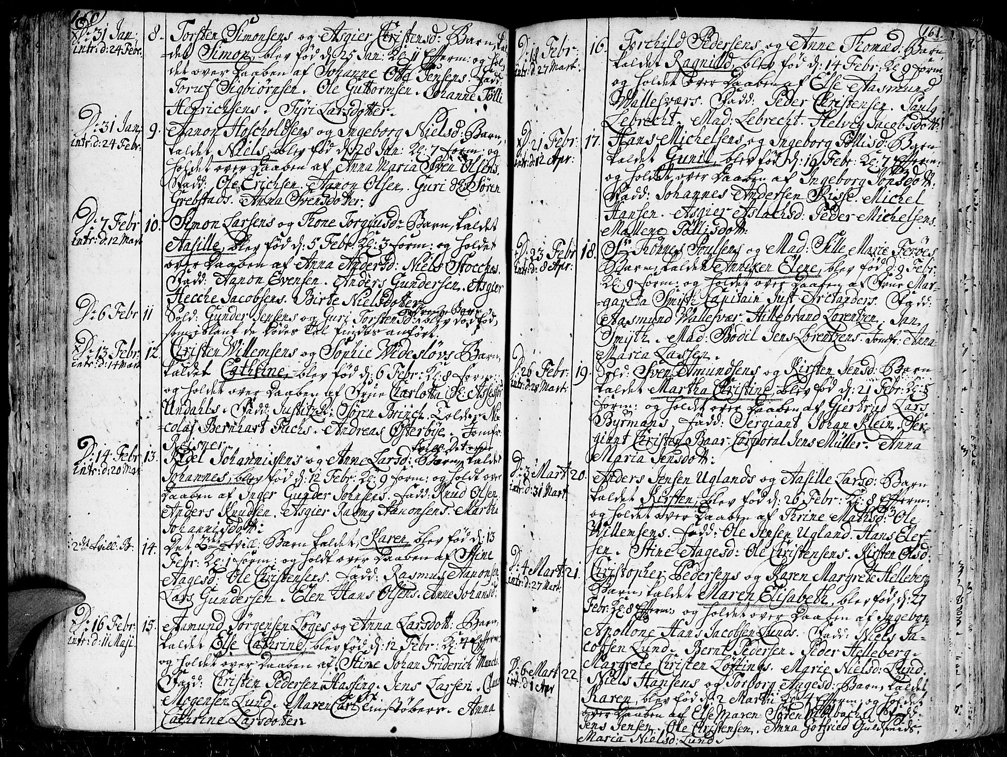 Kristiansand domprosti, AV/SAK-1112-0006/F/Fa/L0001: Parish register (official) no. A 1, 1734-1793, p. 160-161