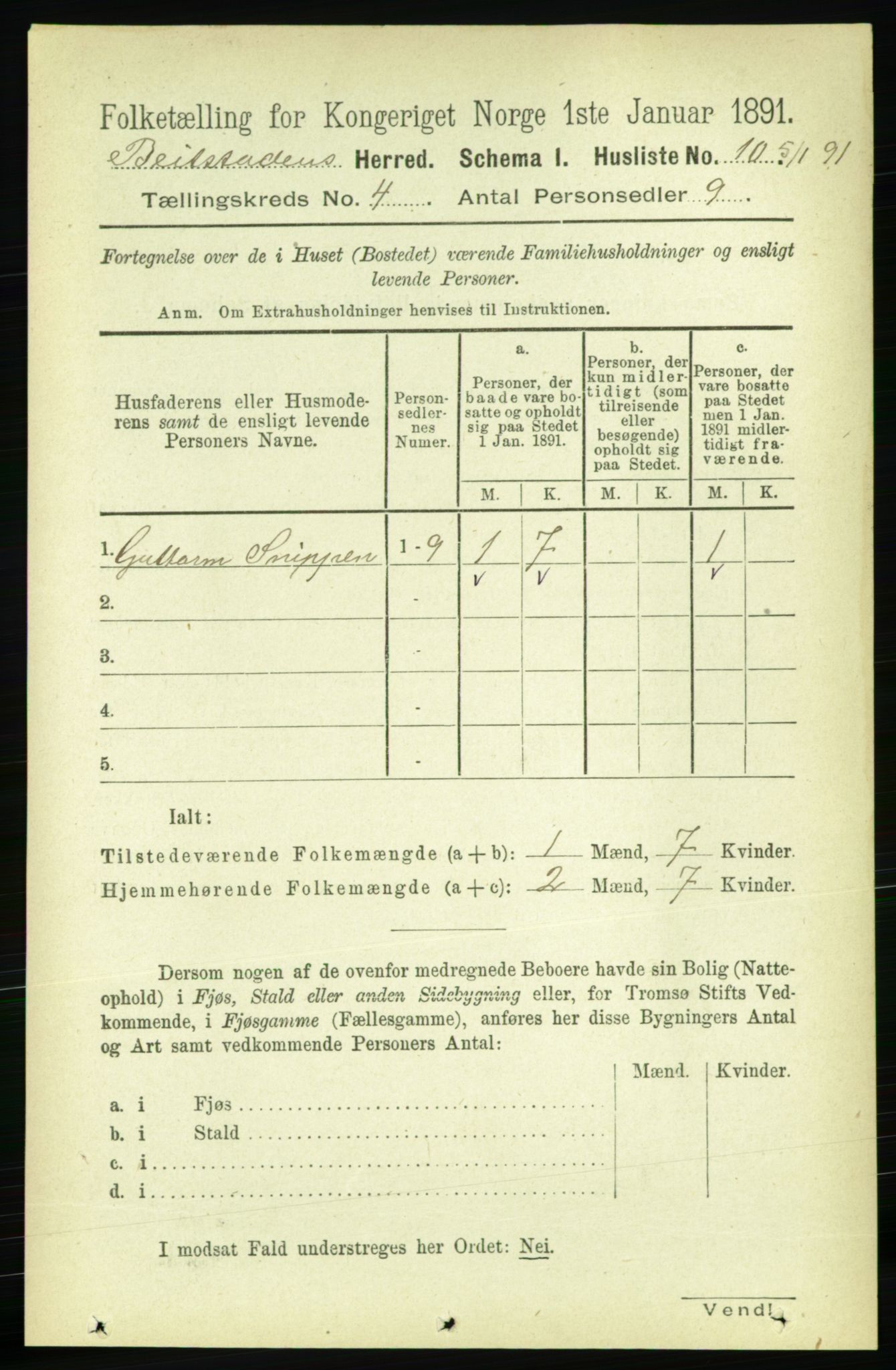 RA, 1891 census for 1727 Beitstad, 1891, p. 975