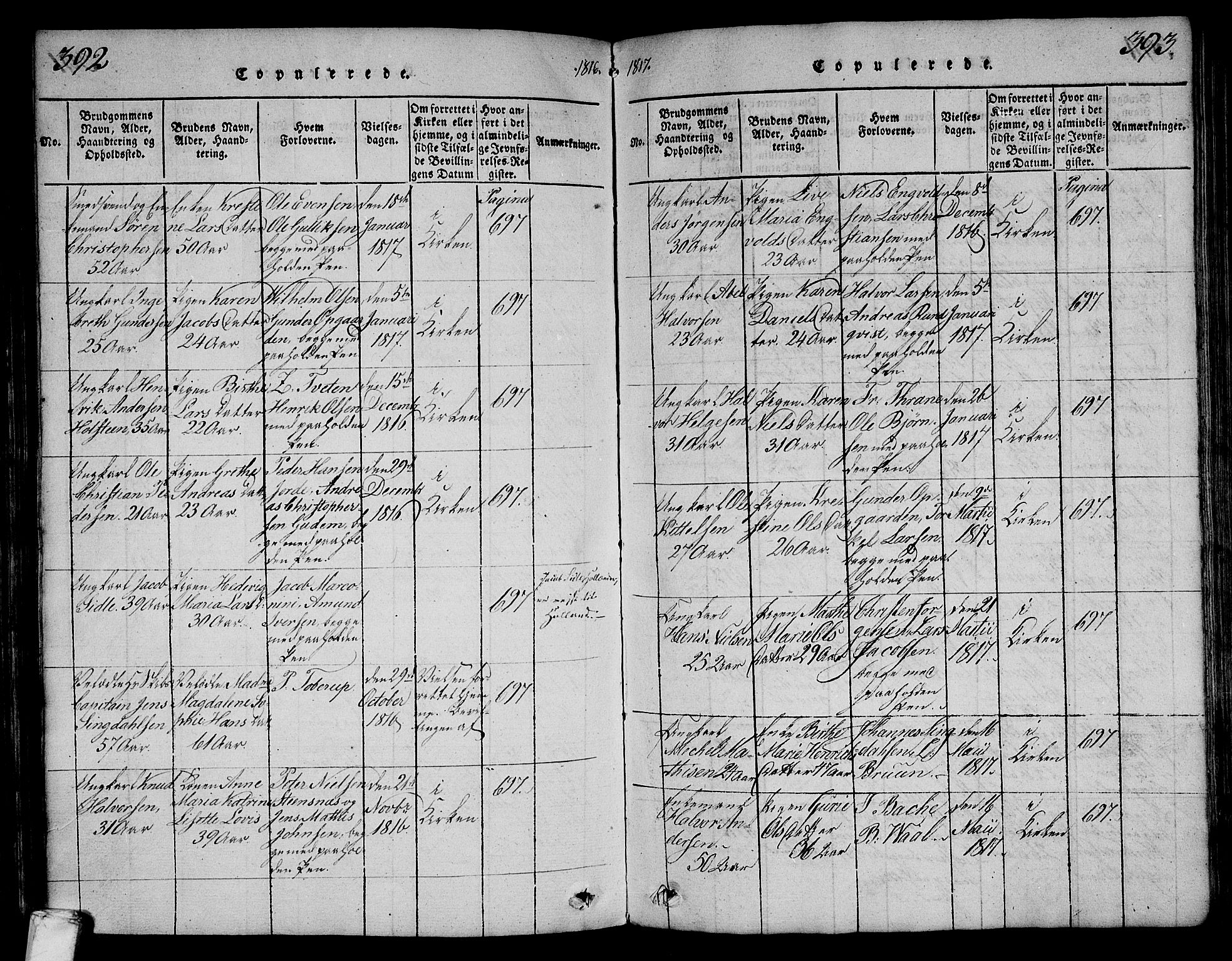 Larvik kirkebøker, AV/SAKO-A-352/F/Fa/L0001: Parish register (official) no. I 1, 1814-1825, p. 392-393