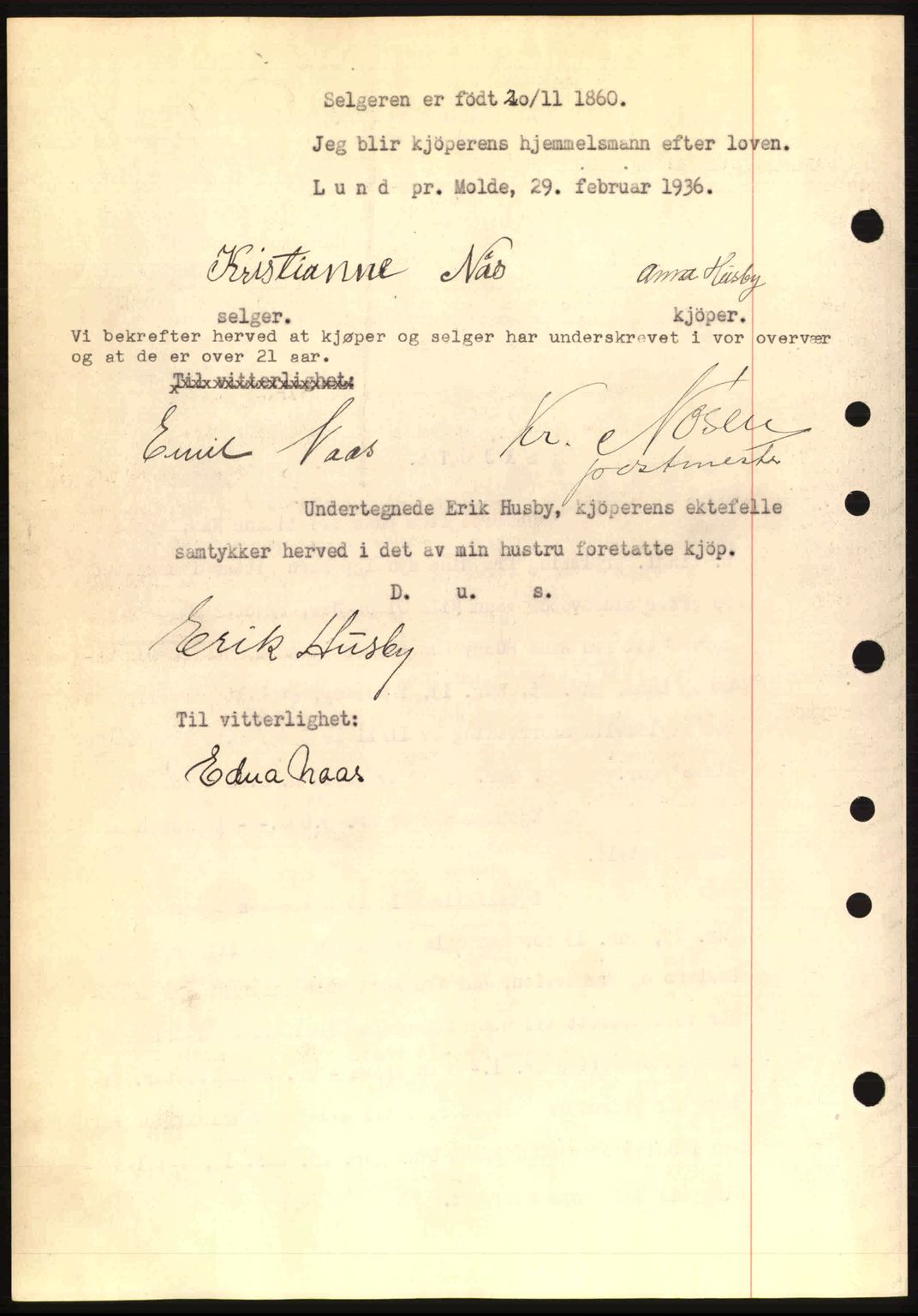 Romsdal sorenskriveri, AV/SAT-A-4149/1/2/2C: Mortgage book no. A1, 1936-1936, Diary no: : 557/1936