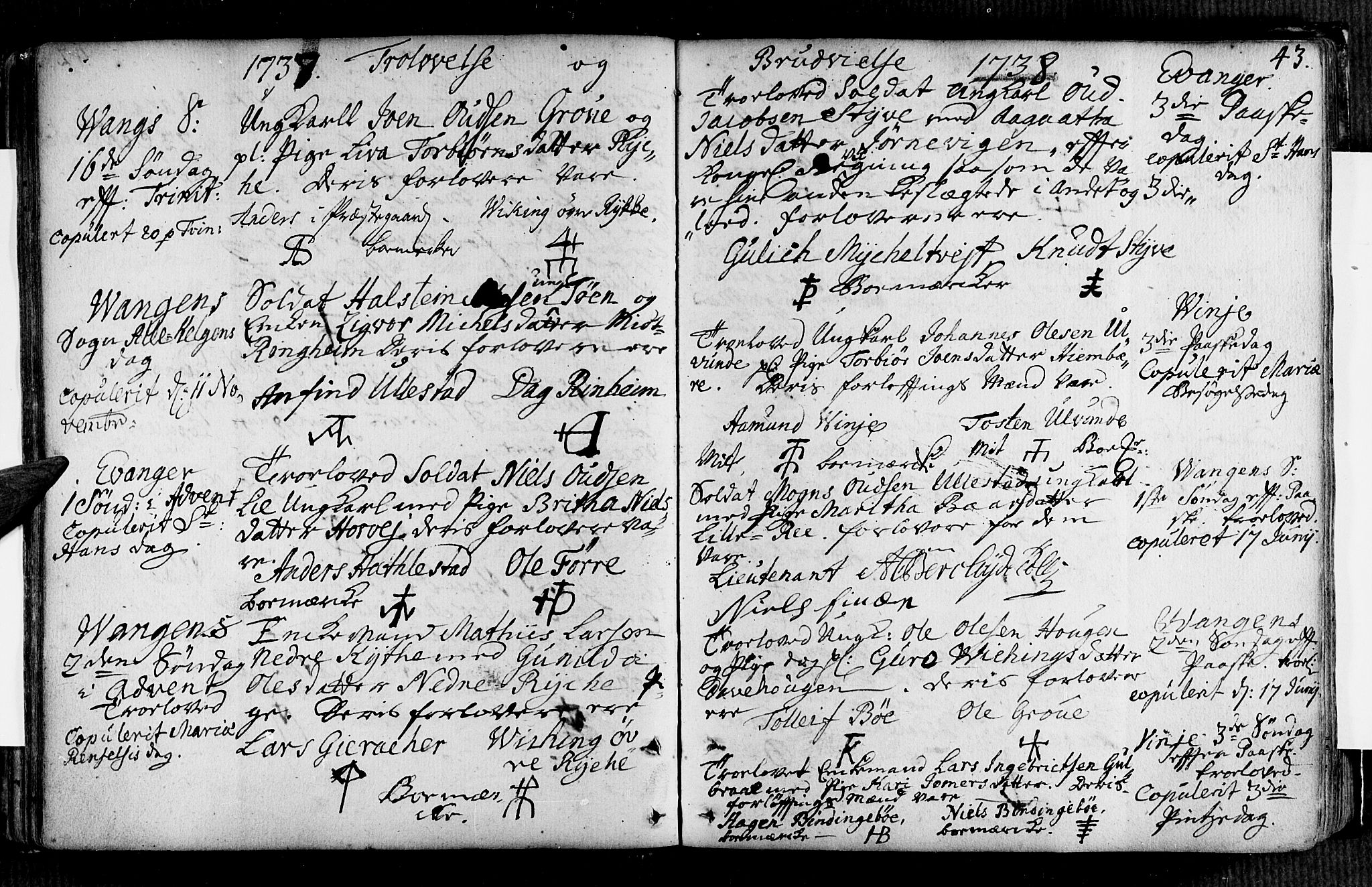 Voss sokneprestembete, AV/SAB-A-79001/H/Haa: Parish register (official) no. A 7, 1731-1773, p. 43