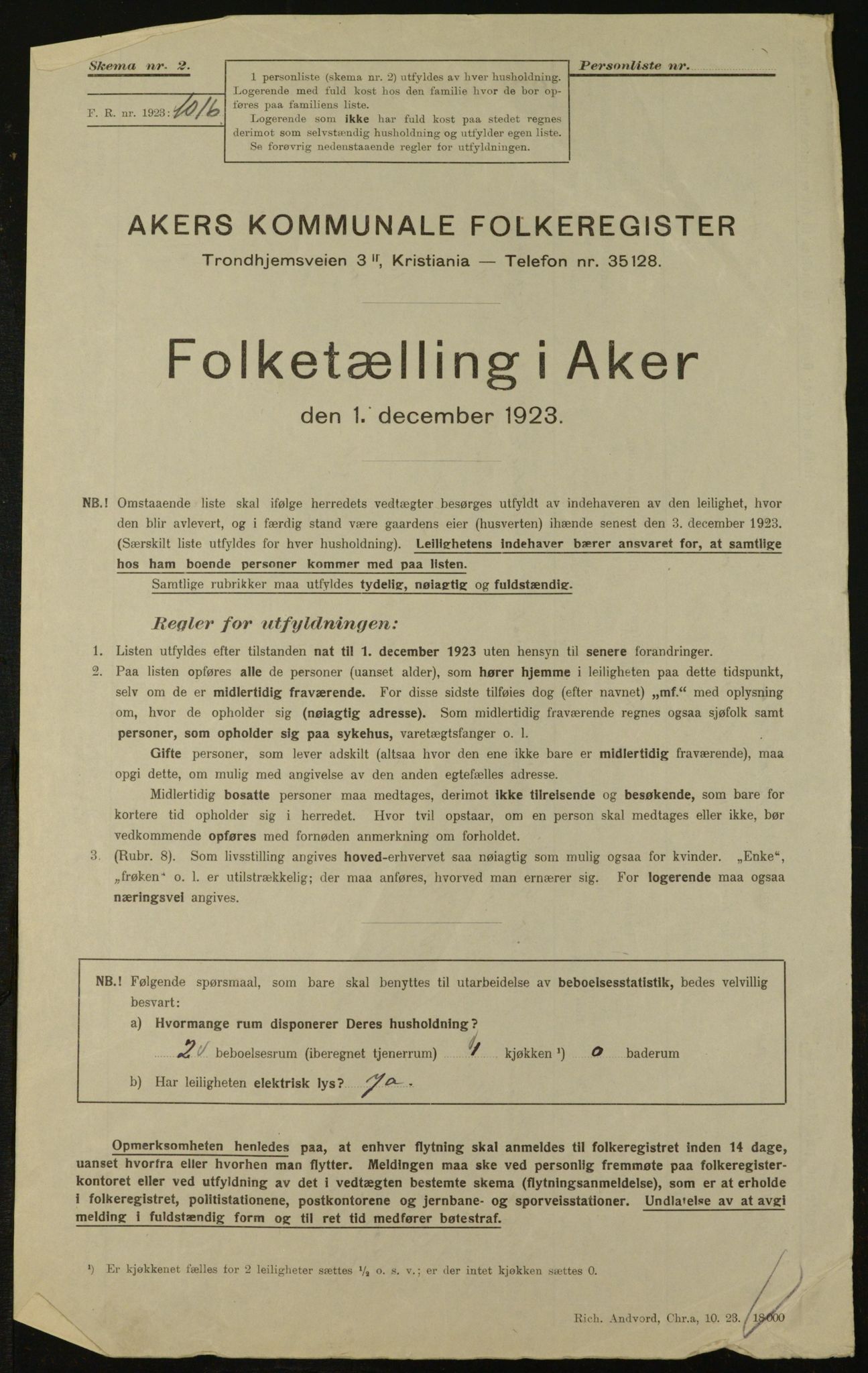 , Municipal Census 1923 for Aker, 1923, p. 29031