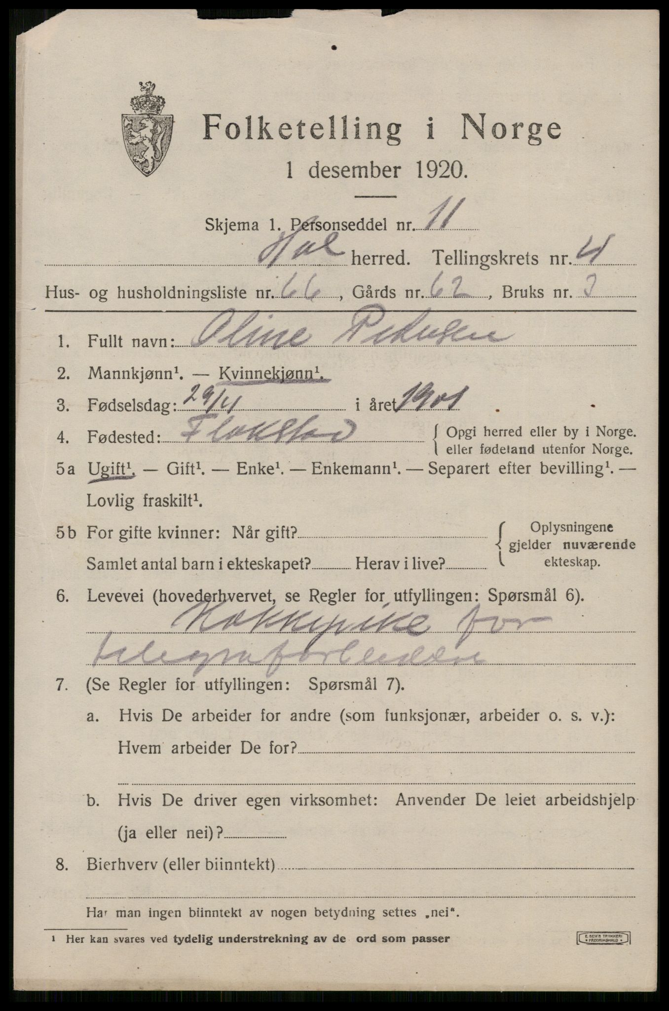 SAT, 1920 census for Hol, 1920, p. 3881