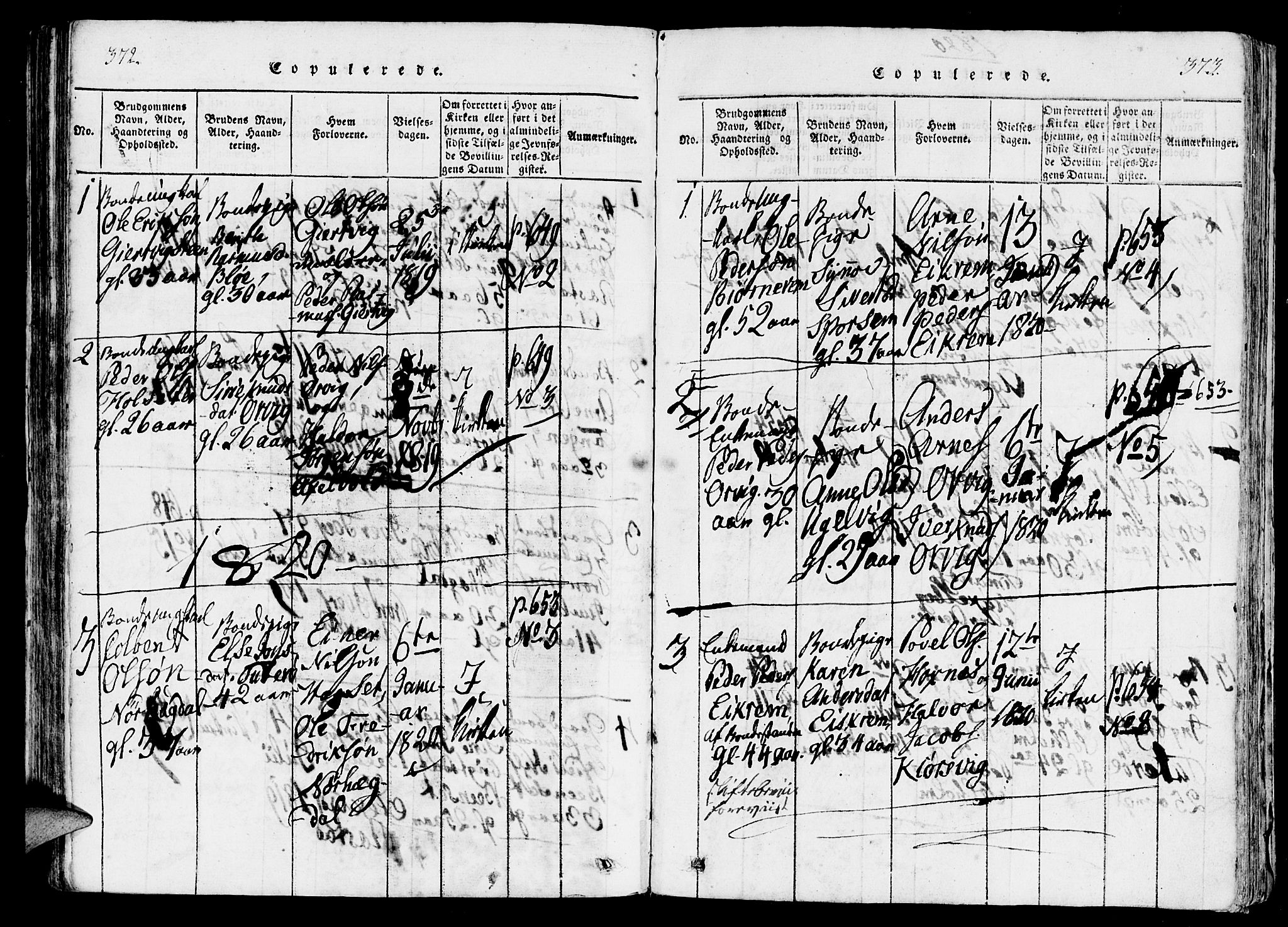 Ministerialprotokoller, klokkerbøker og fødselsregistre - Møre og Romsdal, AV/SAT-A-1454/560/L0718: Parish register (official) no. 560A02, 1817-1844, p. 372-373