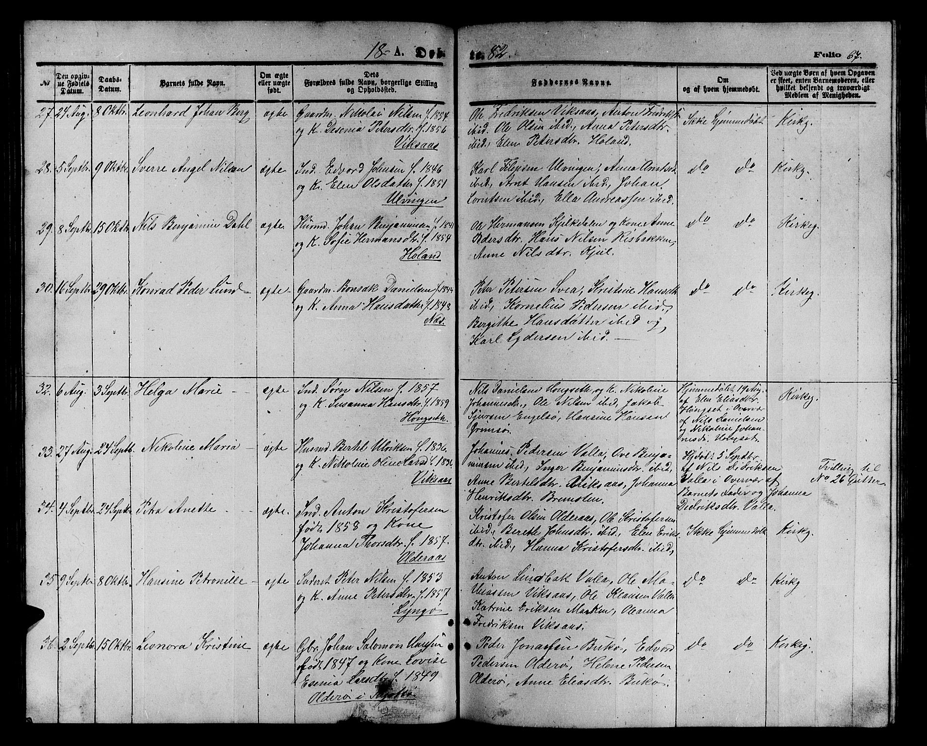 Ministerialprotokoller, klokkerbøker og fødselsregistre - Nordland, AV/SAT-A-1459/816/L0252: Parish register (copy) no. 816C02, 1871-1885, p. 67