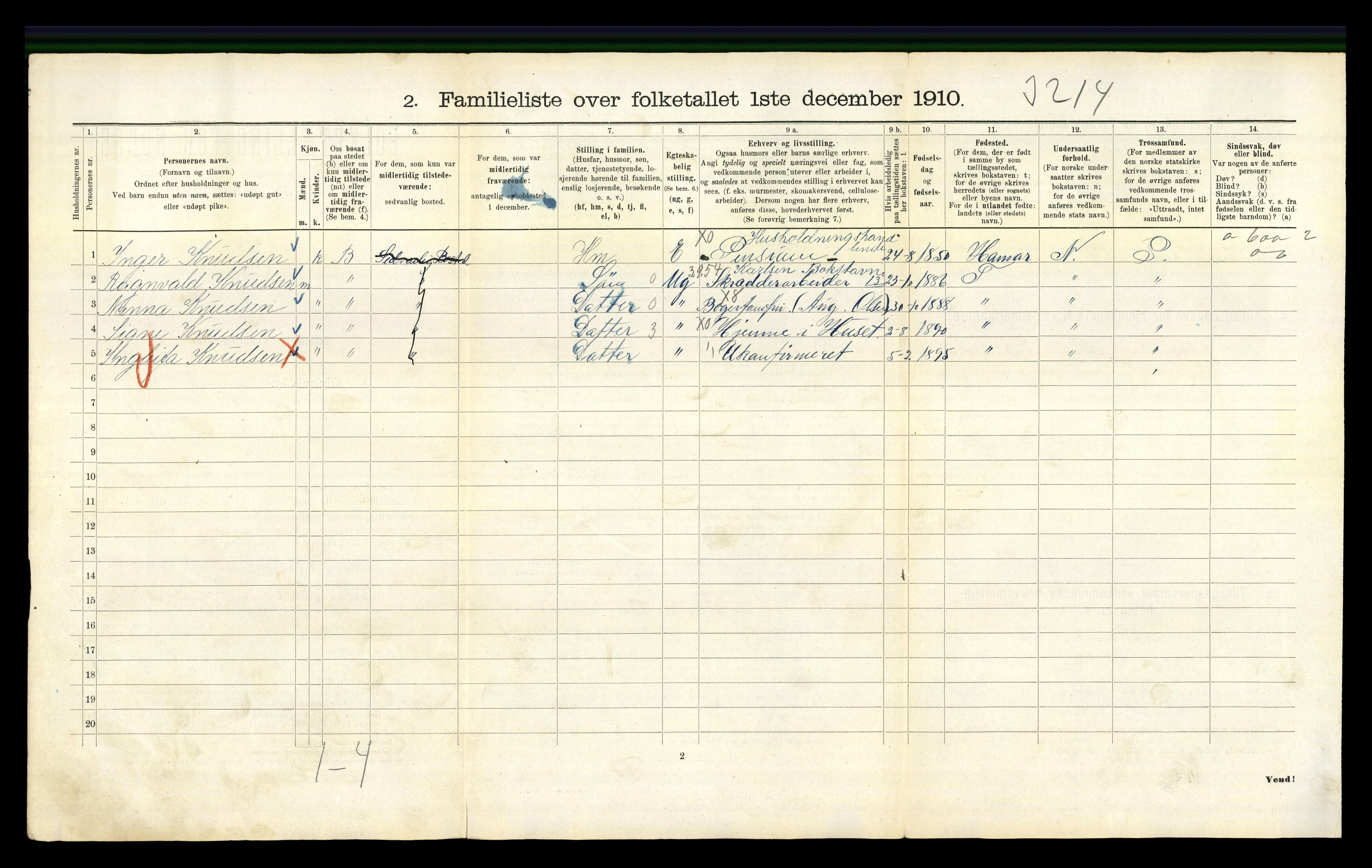 RA, 1910 census for Kristiania, 1910, p. 23384