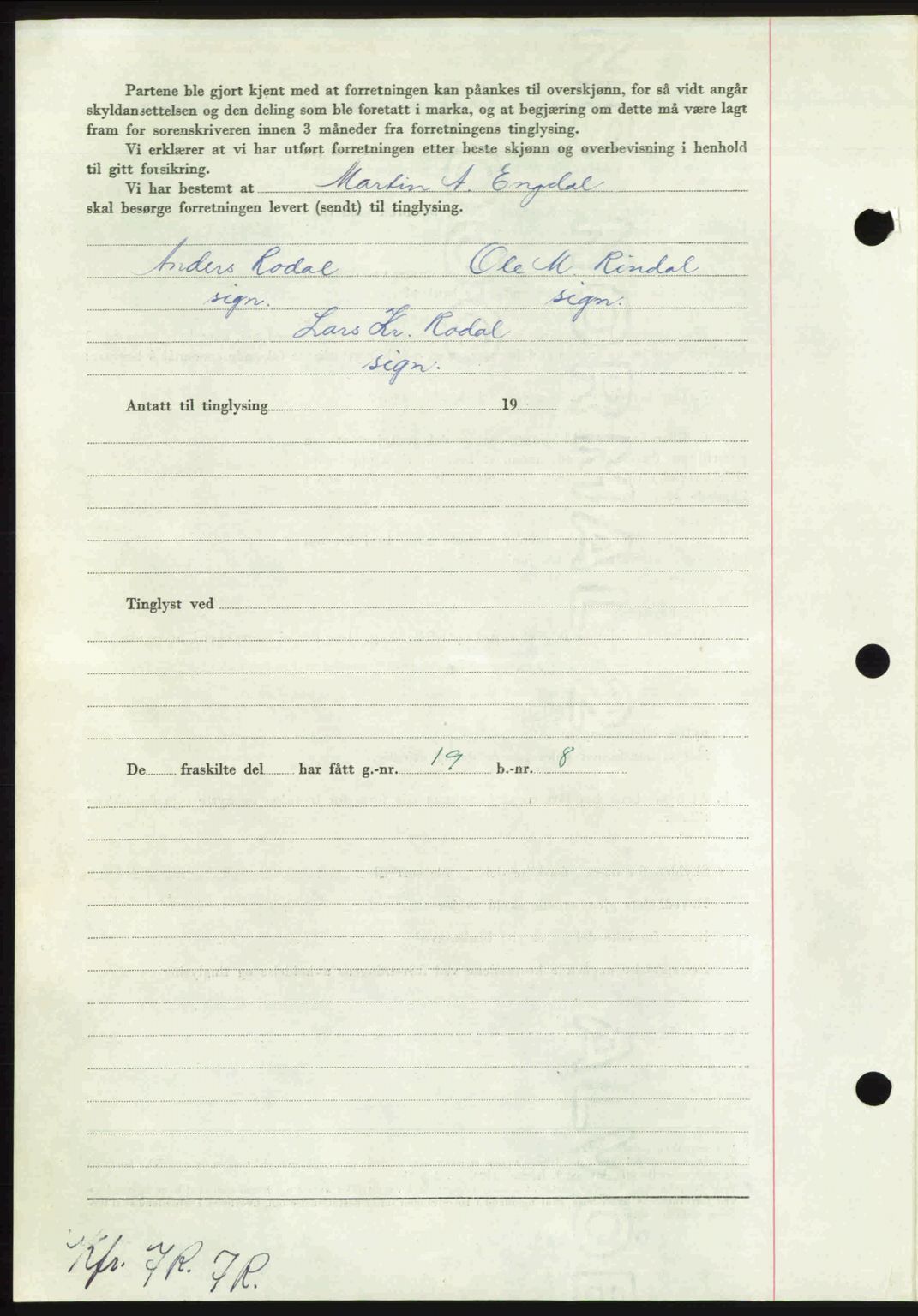 Nordmøre sorenskriveri, AV/SAT-A-4132/1/2/2Ca: Mortgage book no. A117, 1950-1950, Diary no: : 3988/1950