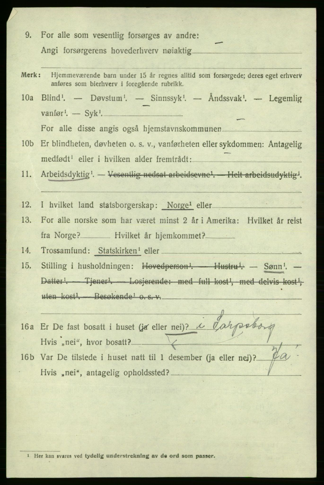 SAO, 1920 census for Fredrikshald, 1920, p. 20254