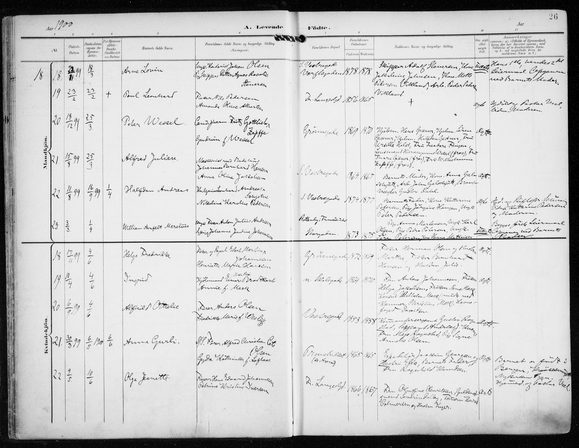 Tromsø sokneprestkontor/stiftsprosti/domprosti, AV/SATØ-S-1343/G/Ga/L0016kirke: Parish register (official) no. 16, 1899-1906, p. 26