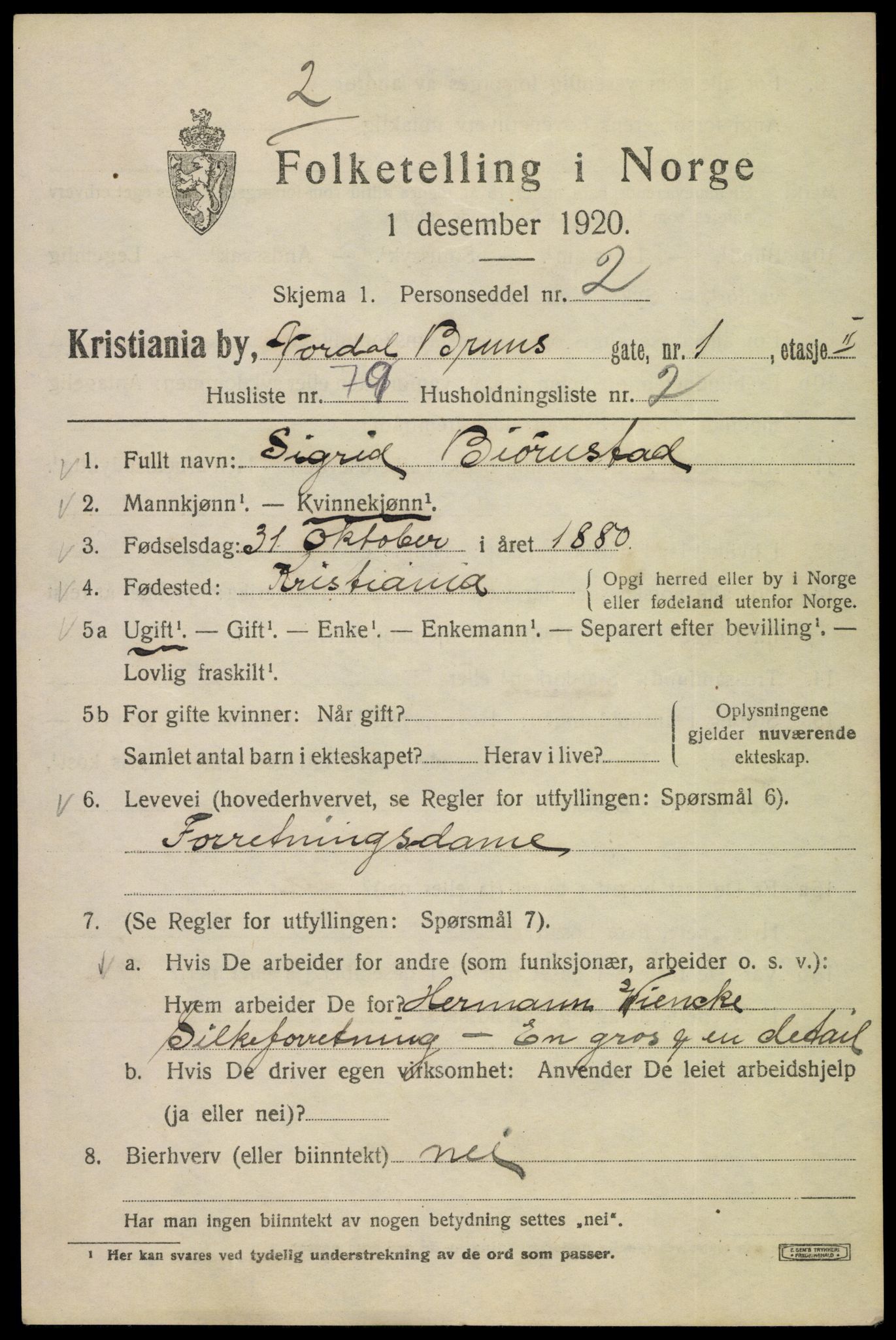 SAO, 1920 census for Kristiania, 1920, p. 420921