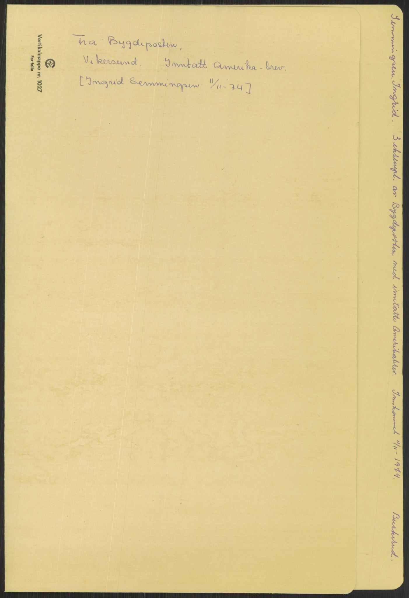 Samlinger til kildeutgivelse, Amerikabrevene, RA/EA-4057/F/L0021: Innlån fra Buskerud: Michalsen - Ål bygdearkiv, 1838-1914, p. 457