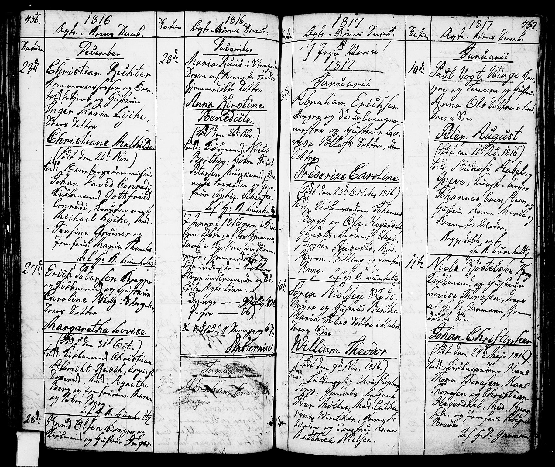 Oslo domkirke Kirkebøker, SAO/A-10752/F/Fa/L0006: Parish register (official) no. 6, 1807-1817, p. 456-457