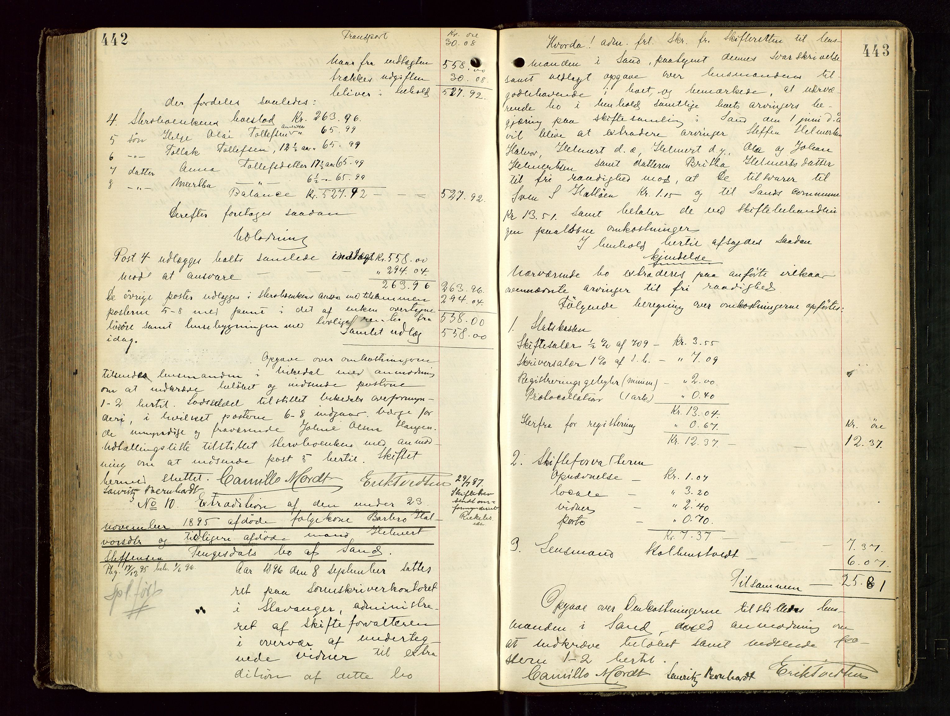 Ryfylke tingrett, AV/SAST-A-100055/001/IV/IVD/L0029: Skifteprotokoll, register i protokollen, 1893-1897, p. 442-443