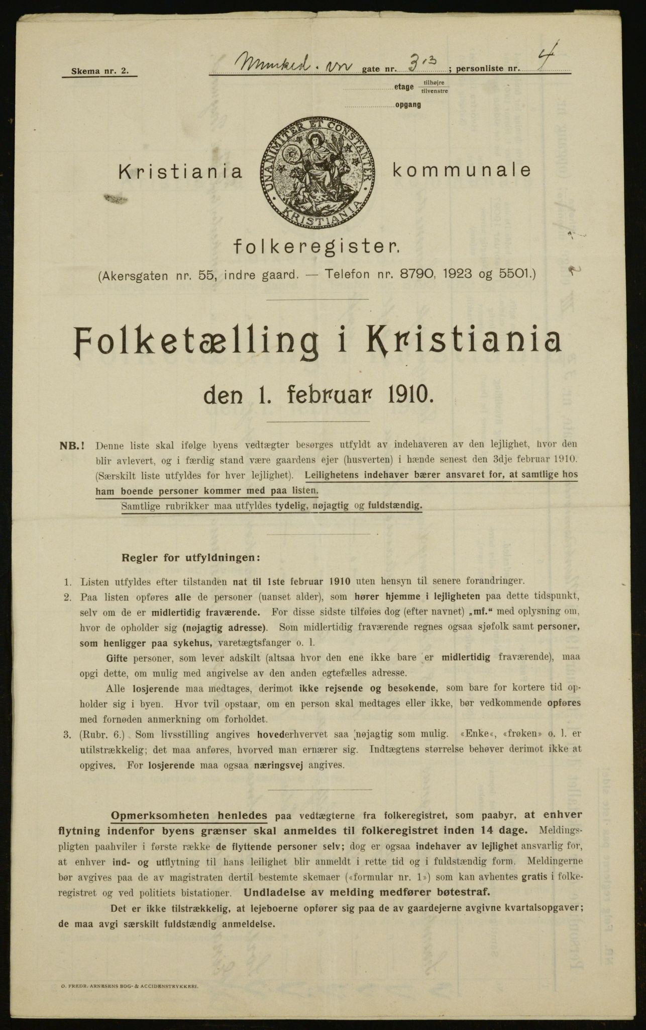 OBA, Municipal Census 1910 for Kristiania, 1910, p. 64527