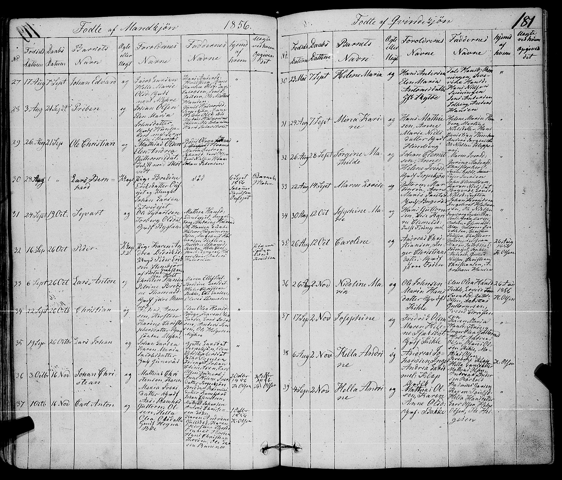 Ramnes kirkebøker, AV/SAKO-A-314/F/Fa/L0005: Parish register (official) no. I 5, 1841-1861, p. 180-181