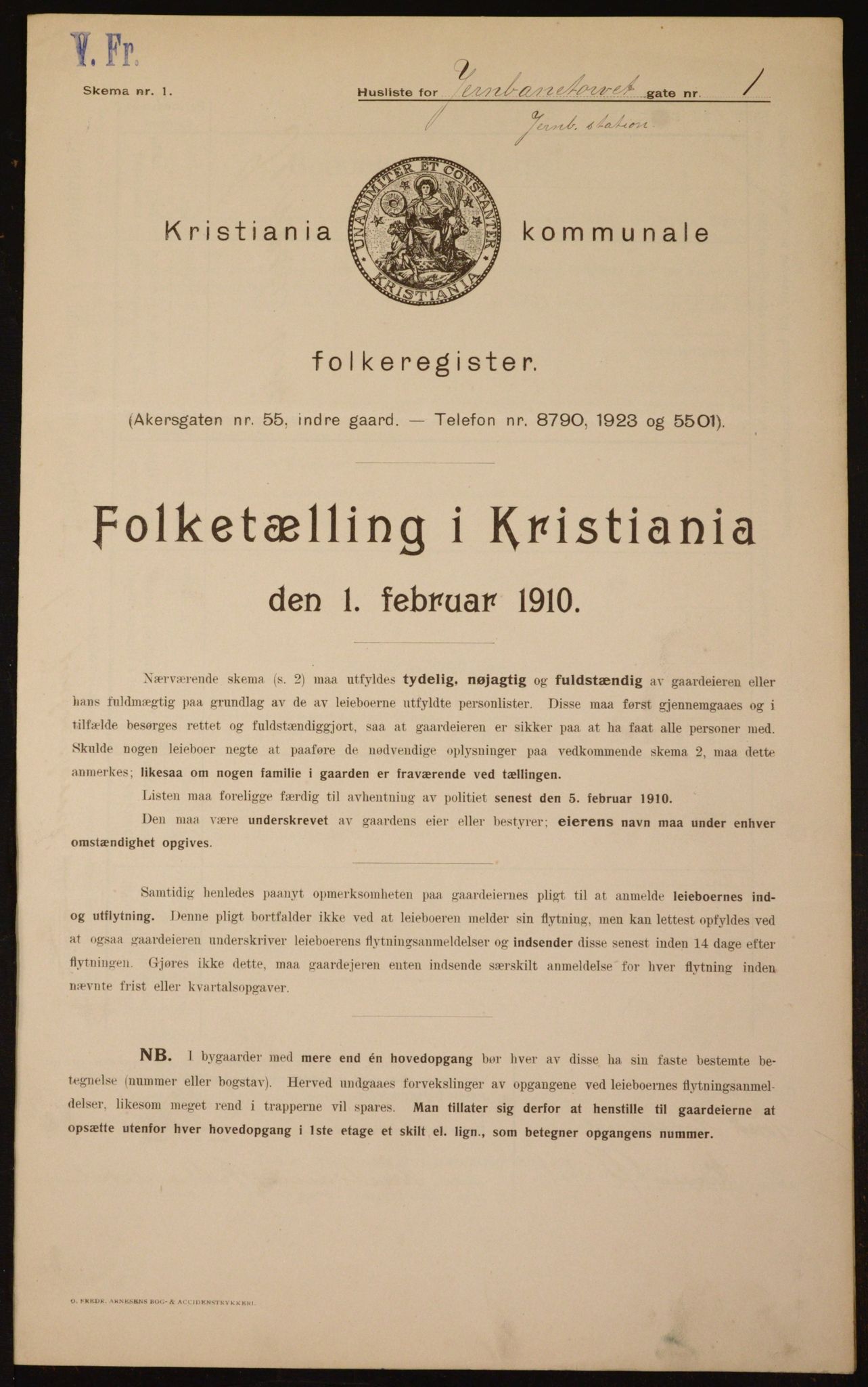 OBA, Municipal Census 1910 for Kristiania, 1910, p. 45597