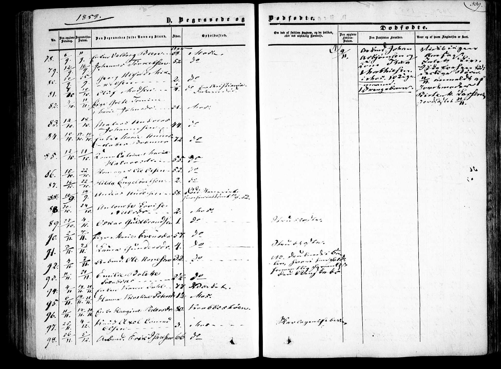 Moss prestekontor Kirkebøker, SAO/A-2003/F/Fa/L0008: Parish register (official) no. I 8, 1852-1869, p. 339