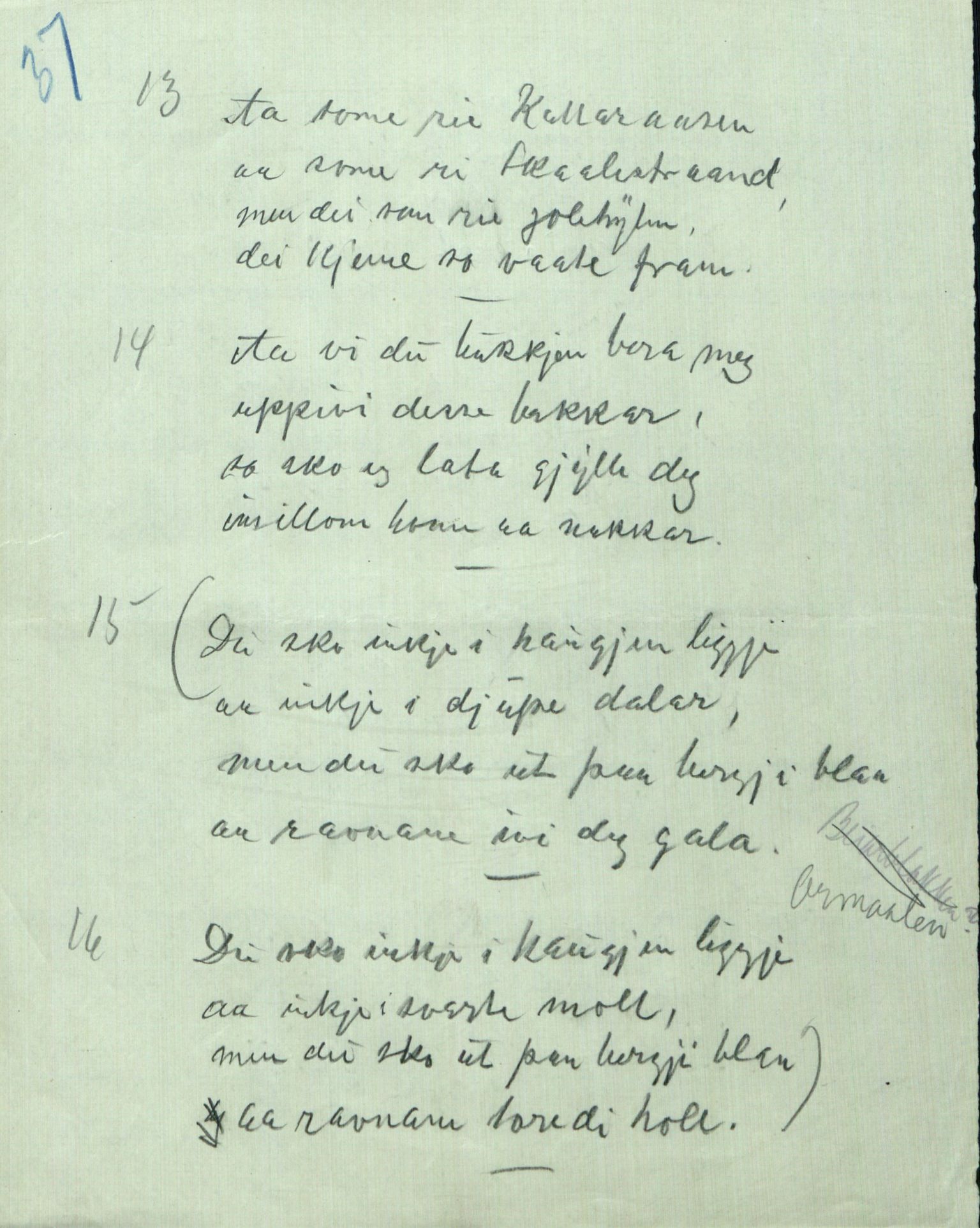 Rikard Berge, TEMU/TGM-A-1003/F/L0005/0002: 160-200 / 161 Oppskrifter av Rikard Berge, Aanund Olsnes m.fl. , 1905-1929, p. 37