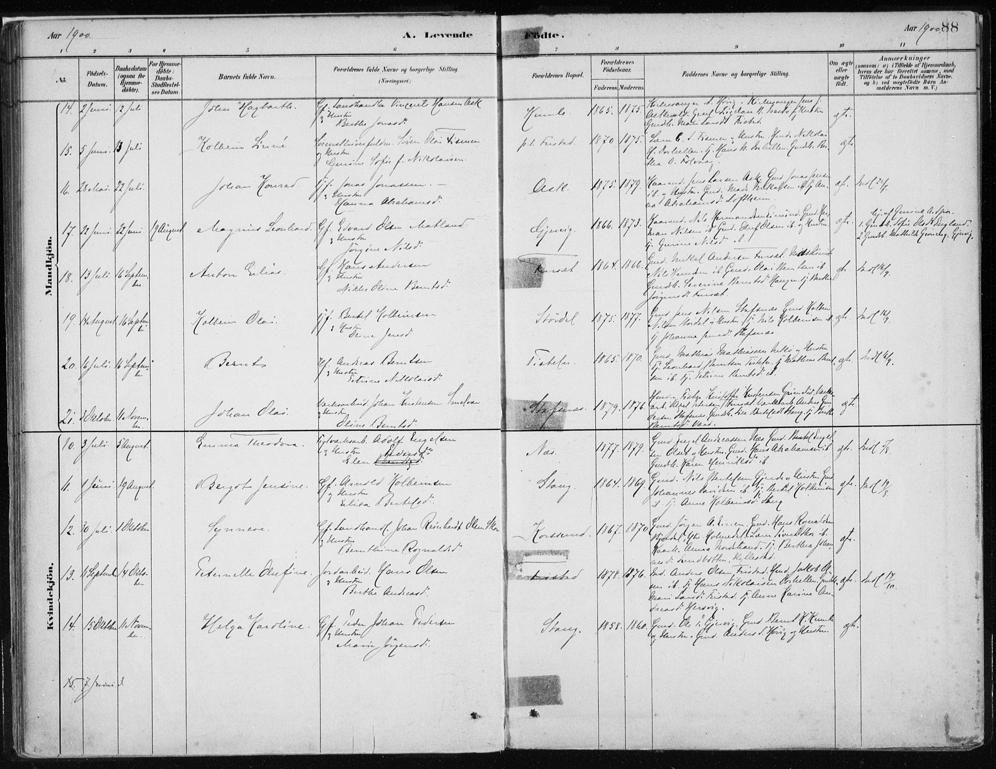 Askvoll sokneprestembete, AV/SAB-A-79501/H/Haa/Haab/L0002: Parish register (official) no. B 2, 1879-1909, p. 88