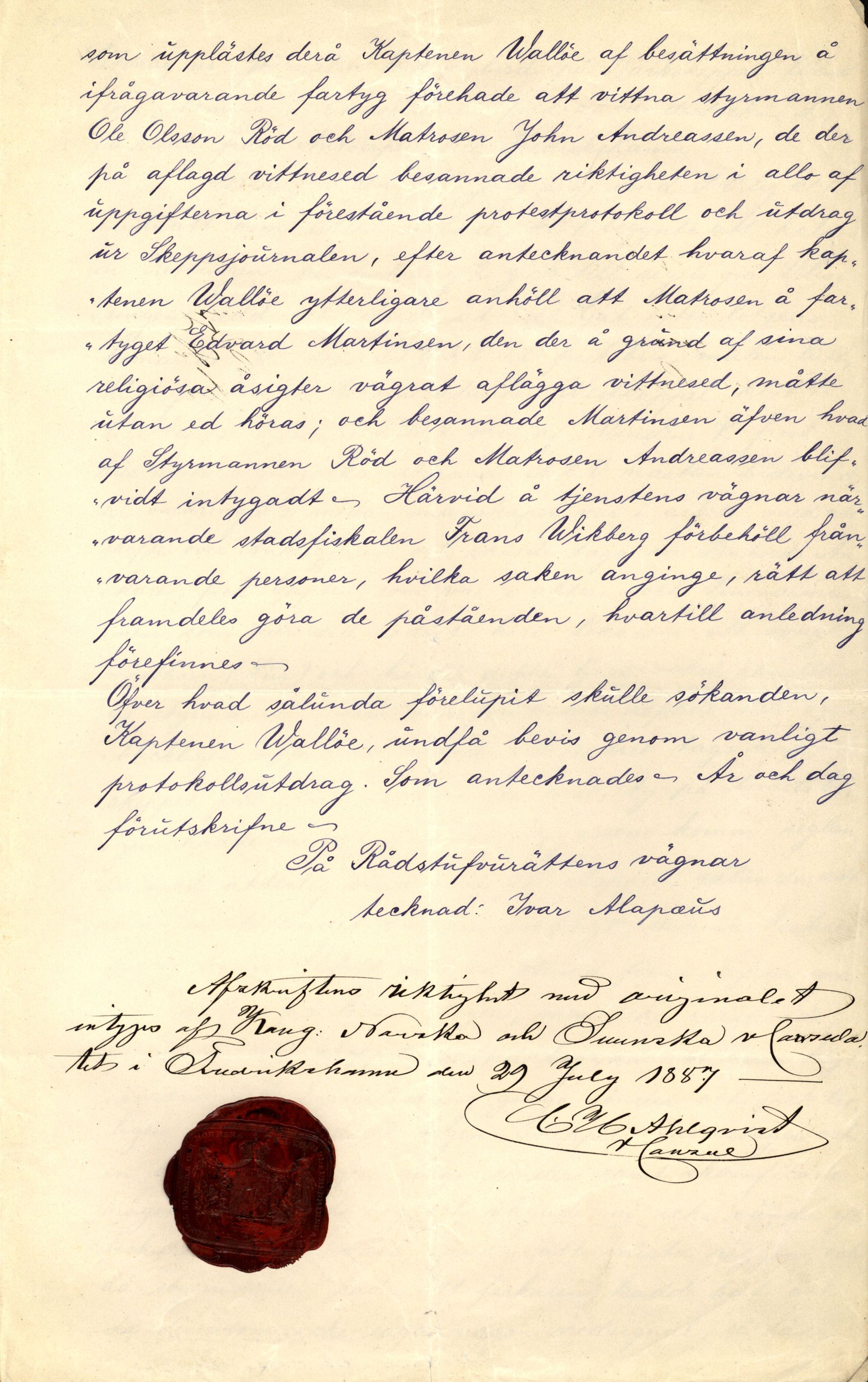 Pa 63 - Østlandske skibsassuranceforening, VEMU/A-1079/G/Ga/L0020/0004: Havaridokumenter / Windsor, Thirza, Treport, 1887, p. 6