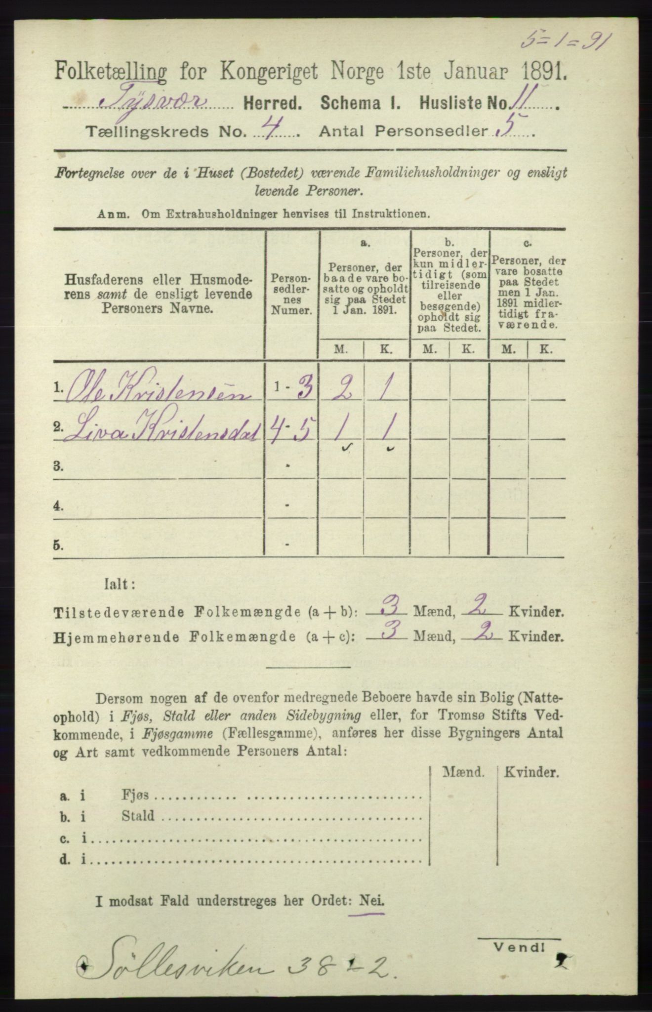 RA, 1891 census for 1146 Tysvær, 1891, p. 1461