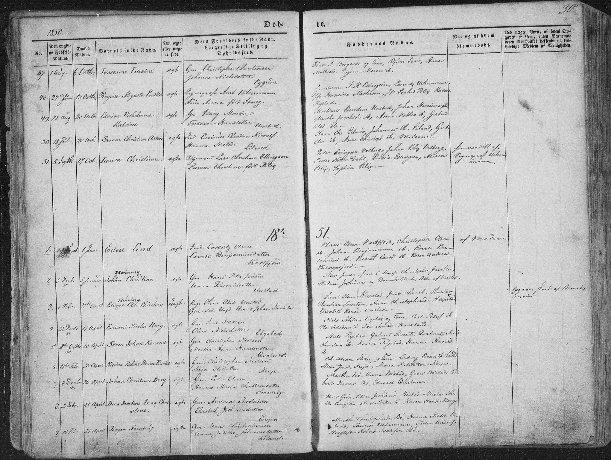 Ministerialprotokoller, klokkerbøker og fødselsregistre - Nordland, AV/SAT-A-1459/880/L1131: Parish register (official) no. 880A05, 1844-1868, p. 30