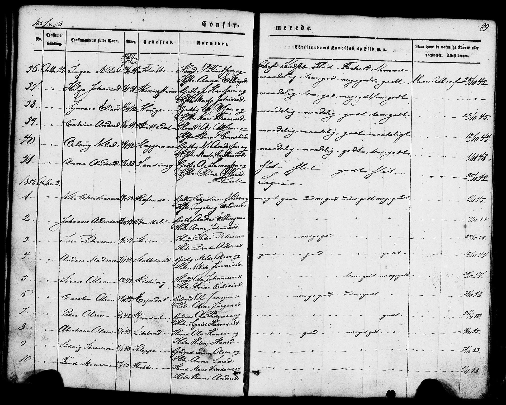 Fjaler sokneprestembete, SAB/A-79801/H/Haa/Haaa/L0008: Parish register (official) no. A 8, 1850-1886, p. 29