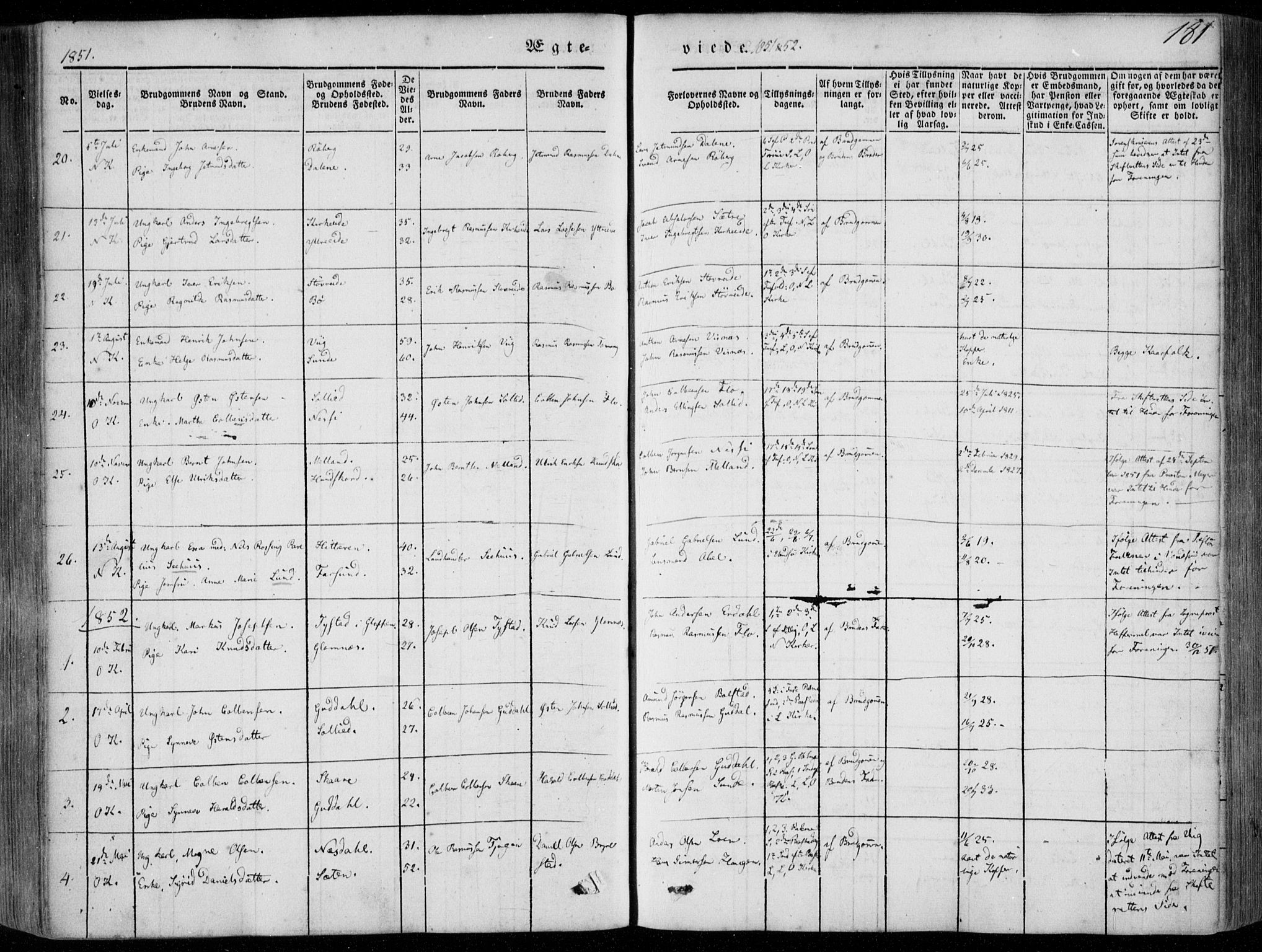 Stryn Sokneprestembete, AV/SAB-A-82501: Parish register (official) no. A 2, 1844-1861, p. 181