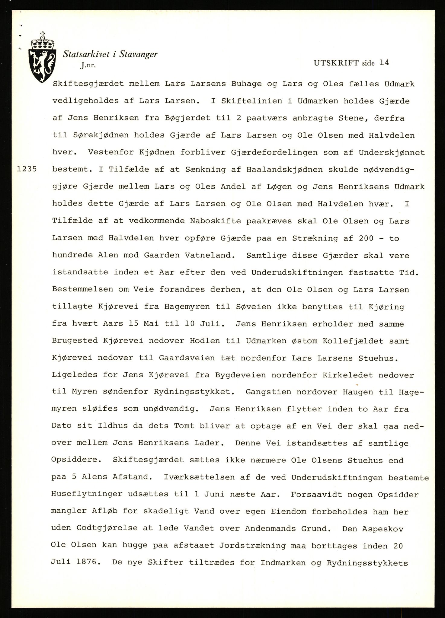 Statsarkivet i Stavanger, AV/SAST-A-101971/03/Y/Yj/L0042: Avskrifter sortert etter gårdsnavn: Høle - Håland vestre, 1750-1930, p. 397