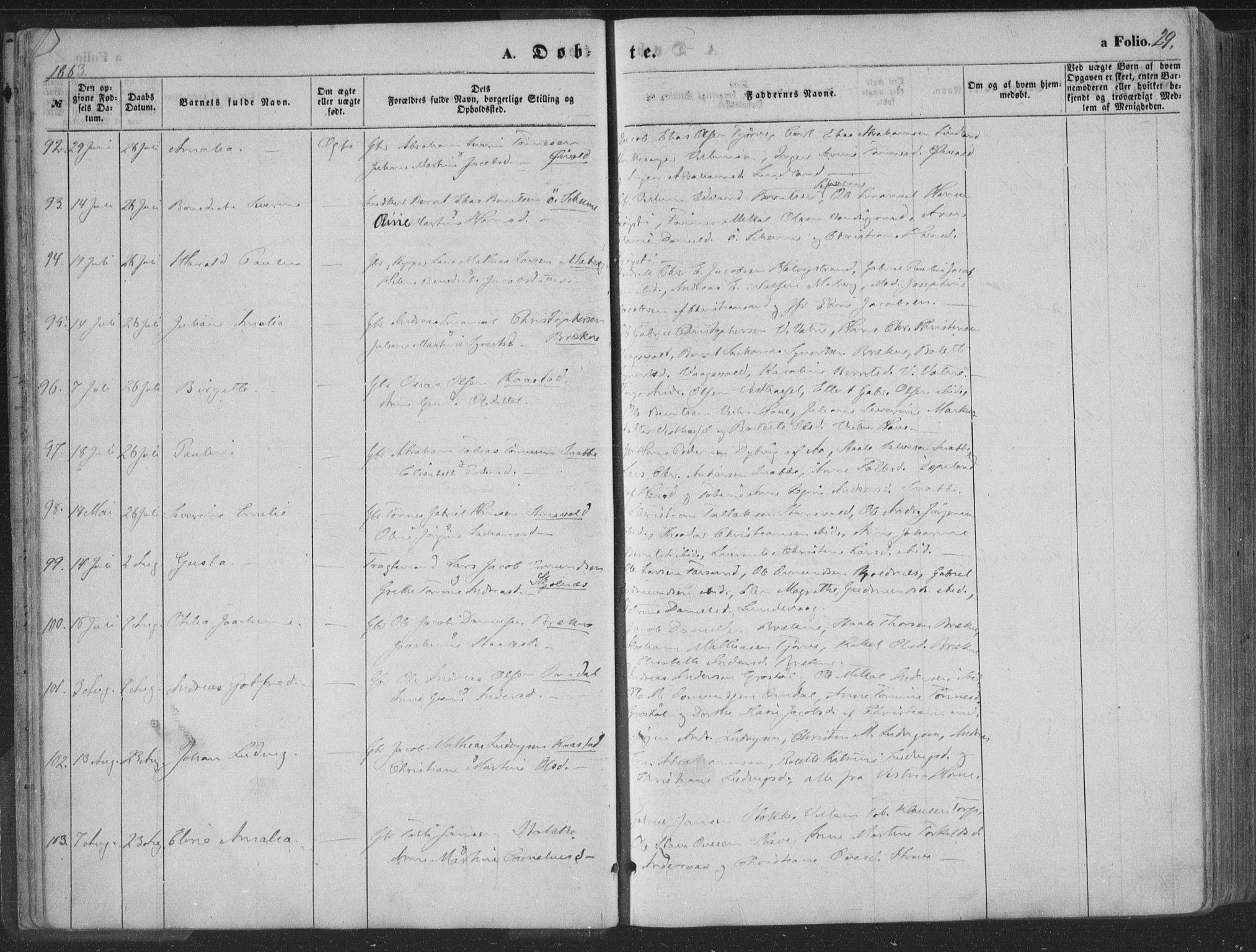 Lista sokneprestkontor, AV/SAK-1111-0027/F/Fa/L0011: Parish register (official) no. A 11, 1861-1878, p. 29