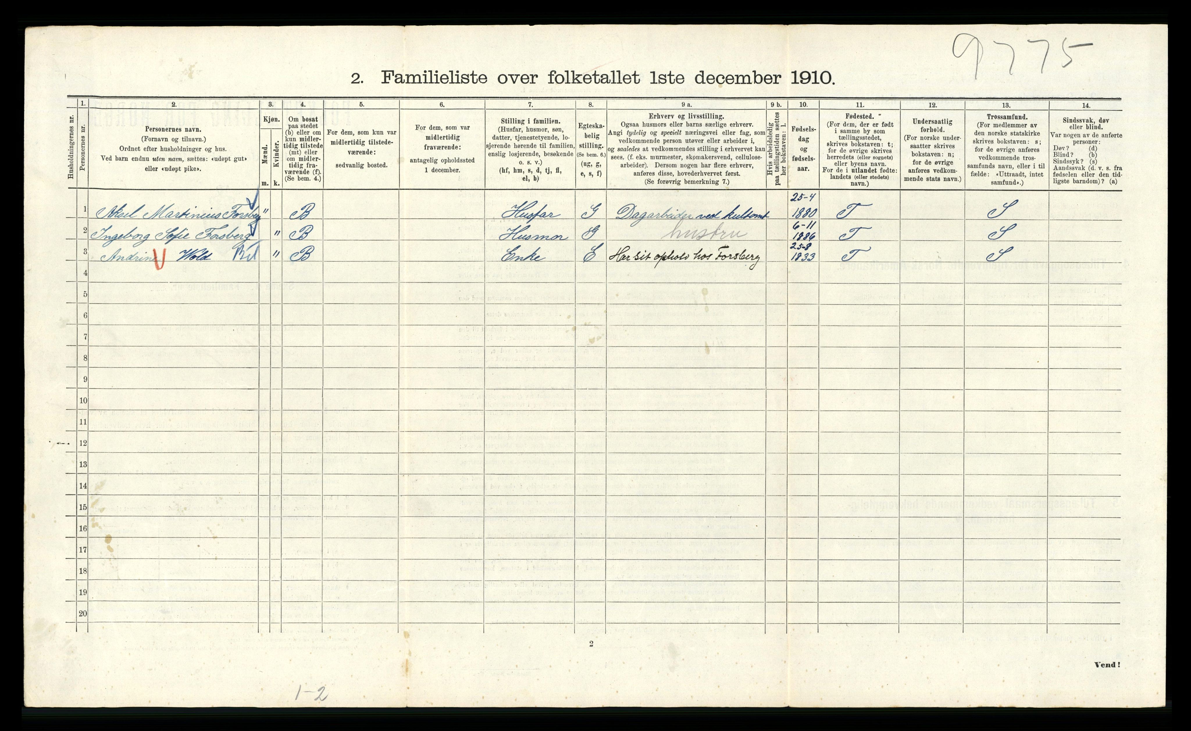 RA, 1910 census for Kristiania, 1910, p. 80850