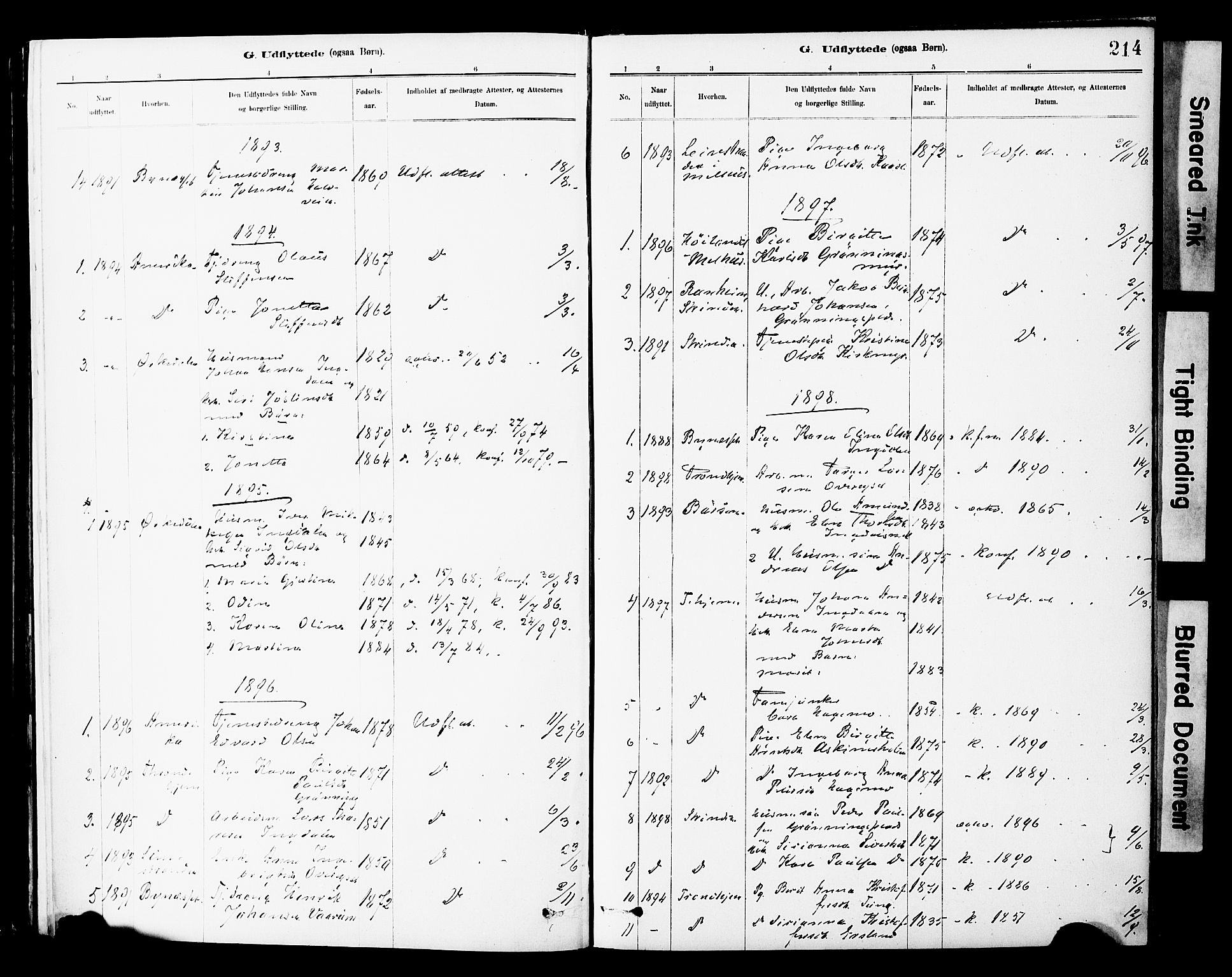 Ministerialprotokoller, klokkerbøker og fødselsregistre - Sør-Trøndelag, SAT/A-1456/646/L0615: Parish register (official) no. 646A13, 1885-1900, p. 214